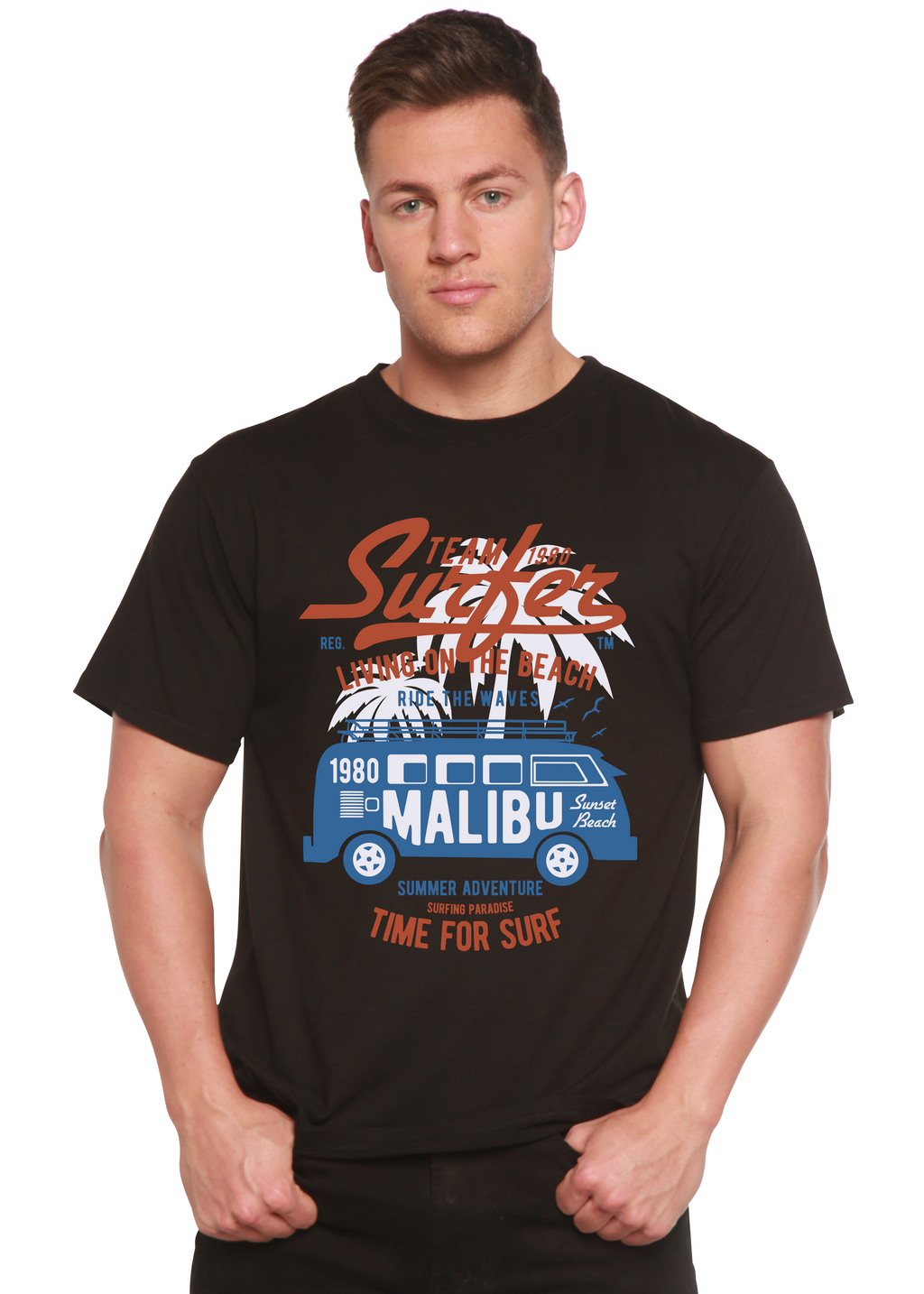Camiseta gráfica de manga corta de bambú/algodón orgánico para hombre Team Surfer Spun Bamboo®