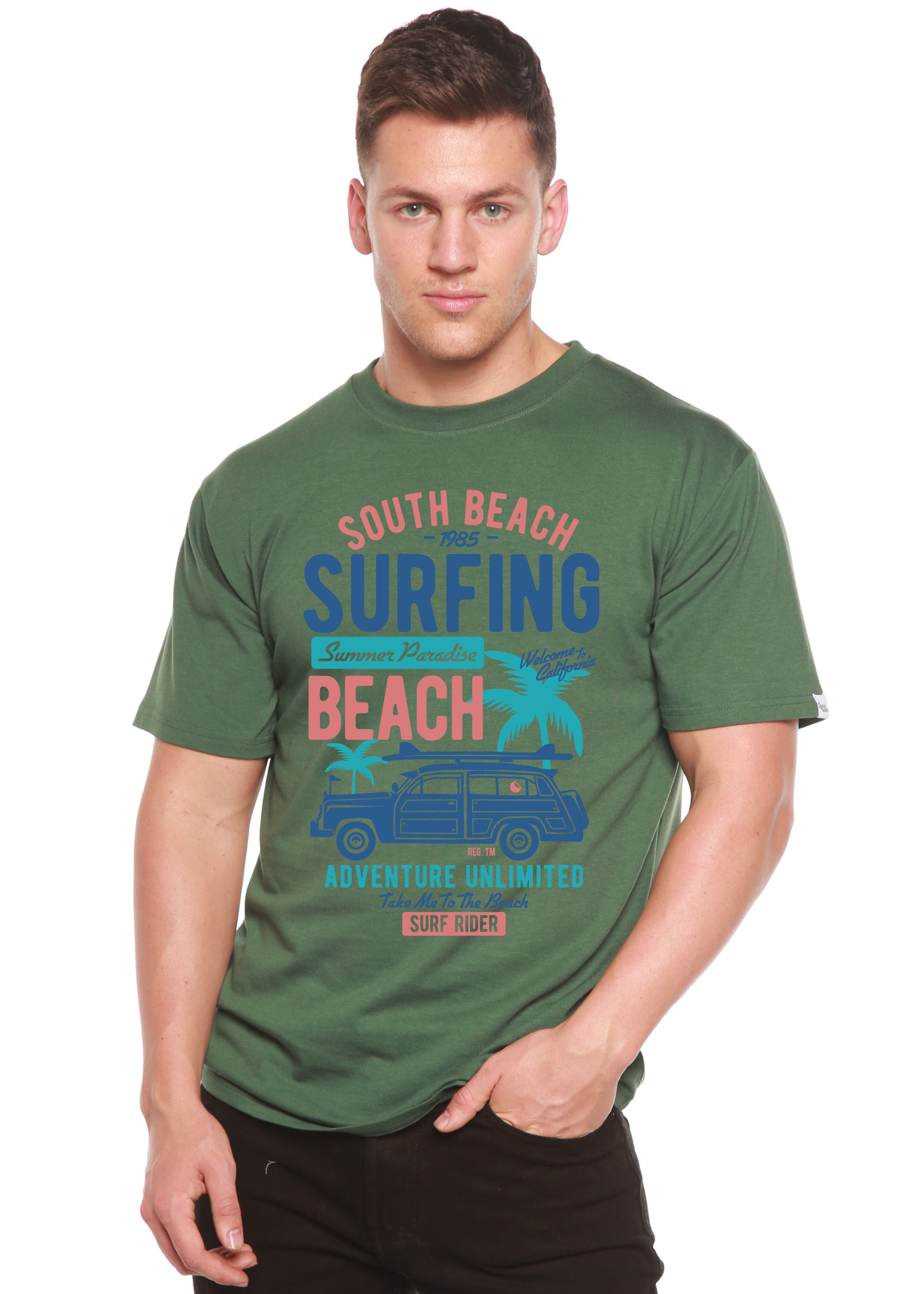 Camiseta gráfica de manga corta de viscosa de bambú y algodón orgánico South Beach Spun Bamboo® para hombre