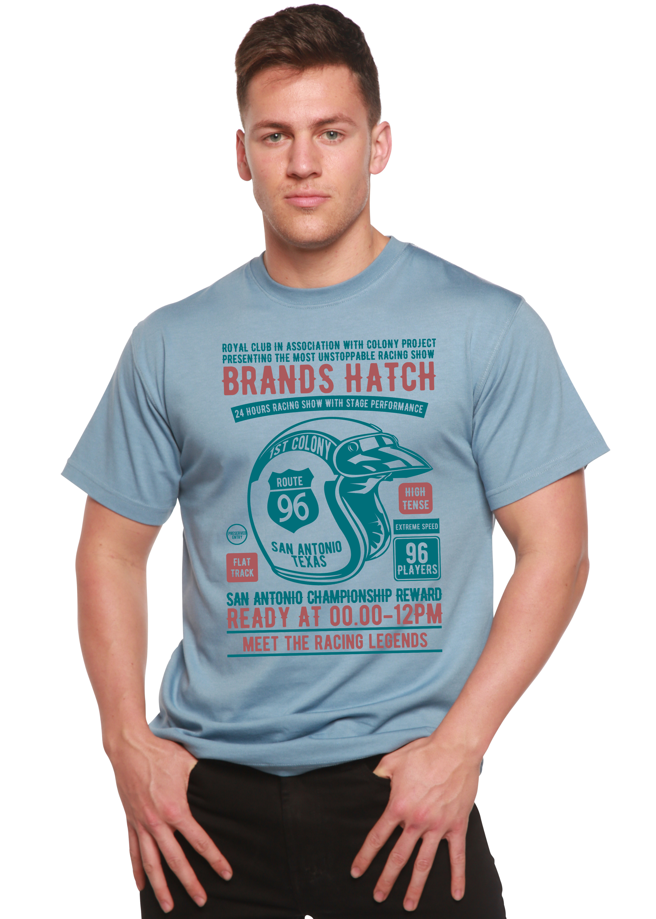 Camiseta gráfica de manga corta de bambú/algodón orgánico para hombre Brands Hatch