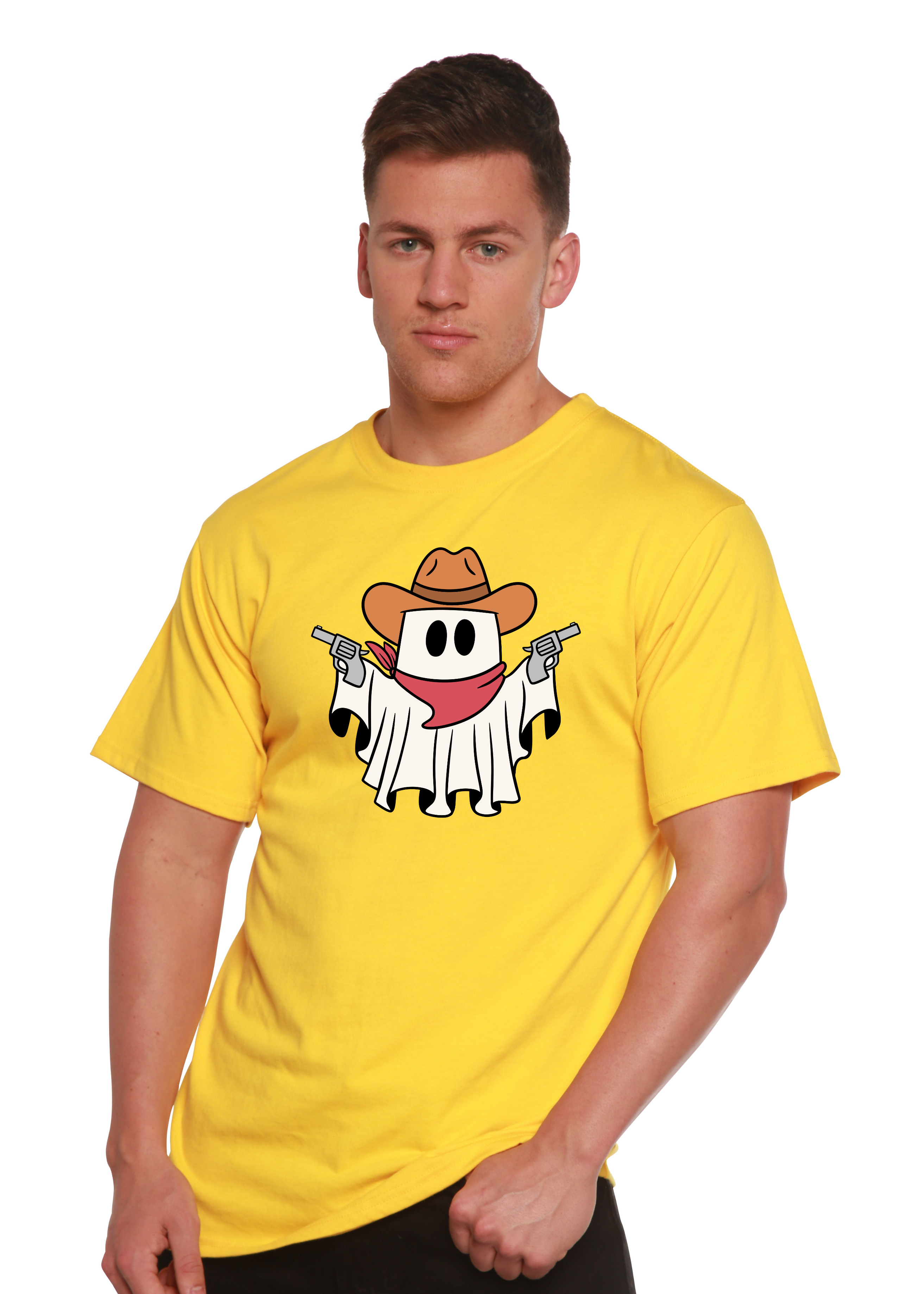 Camiseta gráfica de manga corta de viscosa de bambú y algodón orgánico unisex Cowboy Ghost