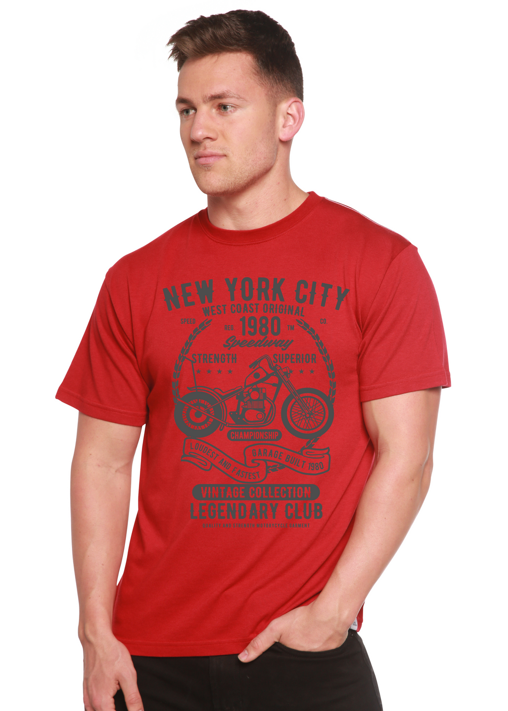 Camiseta gráfica de manga corta de viscosa de bambú/algodón orgánico para hombre Spun Bamboo® de Nueva York