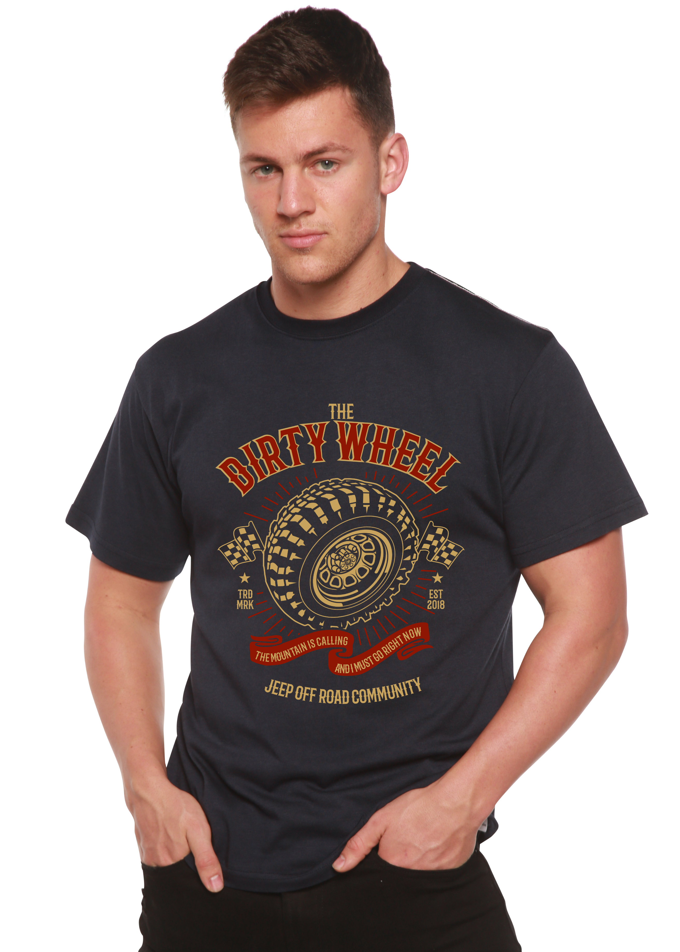 Camiseta Gráfica de Manga Corta de Viscosa de Bambú/Algodón Orgánico para Hombre Dirty Wheel Spun Bamboo®