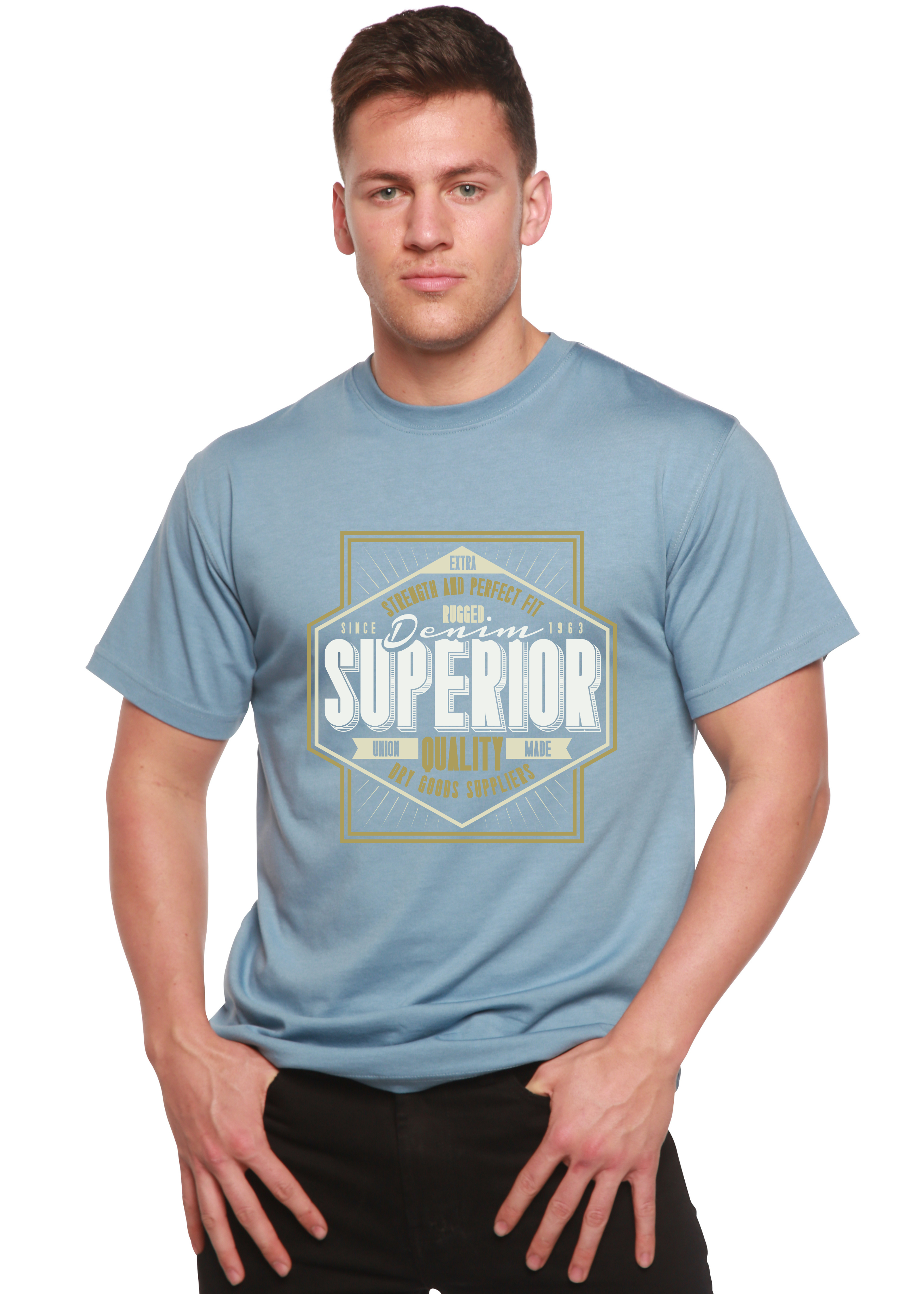 Camiseta gráfica de manga corta de bambú/algodón orgánico de calidad superior para hombre