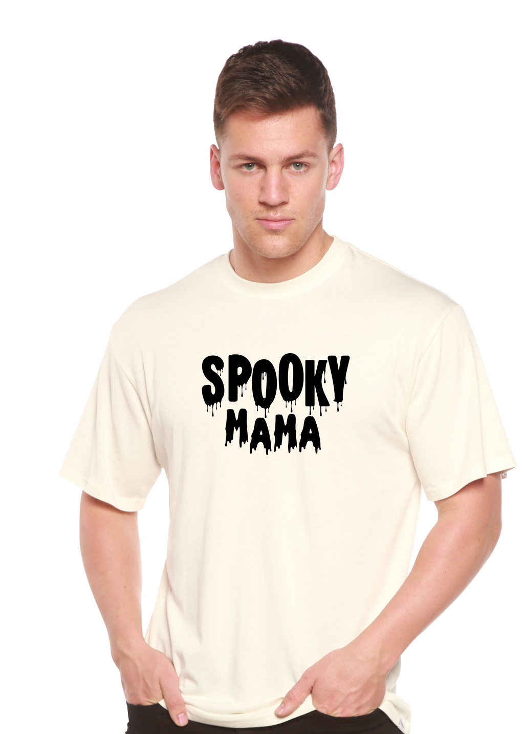 Camiseta gráfica de manga corta de bambú/algodón orgánico para hombre "Spooky Mama Halloween"