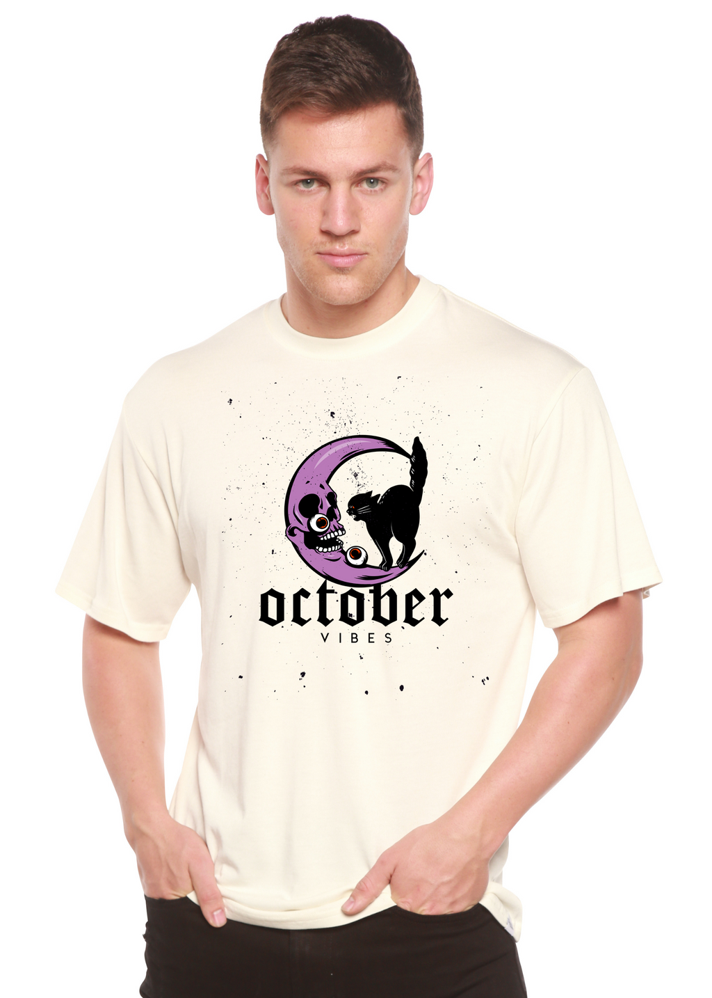 Camiseta gráfica de manga corta para hombre "October Vibes" de bambú-viscosa/algodón orgánico