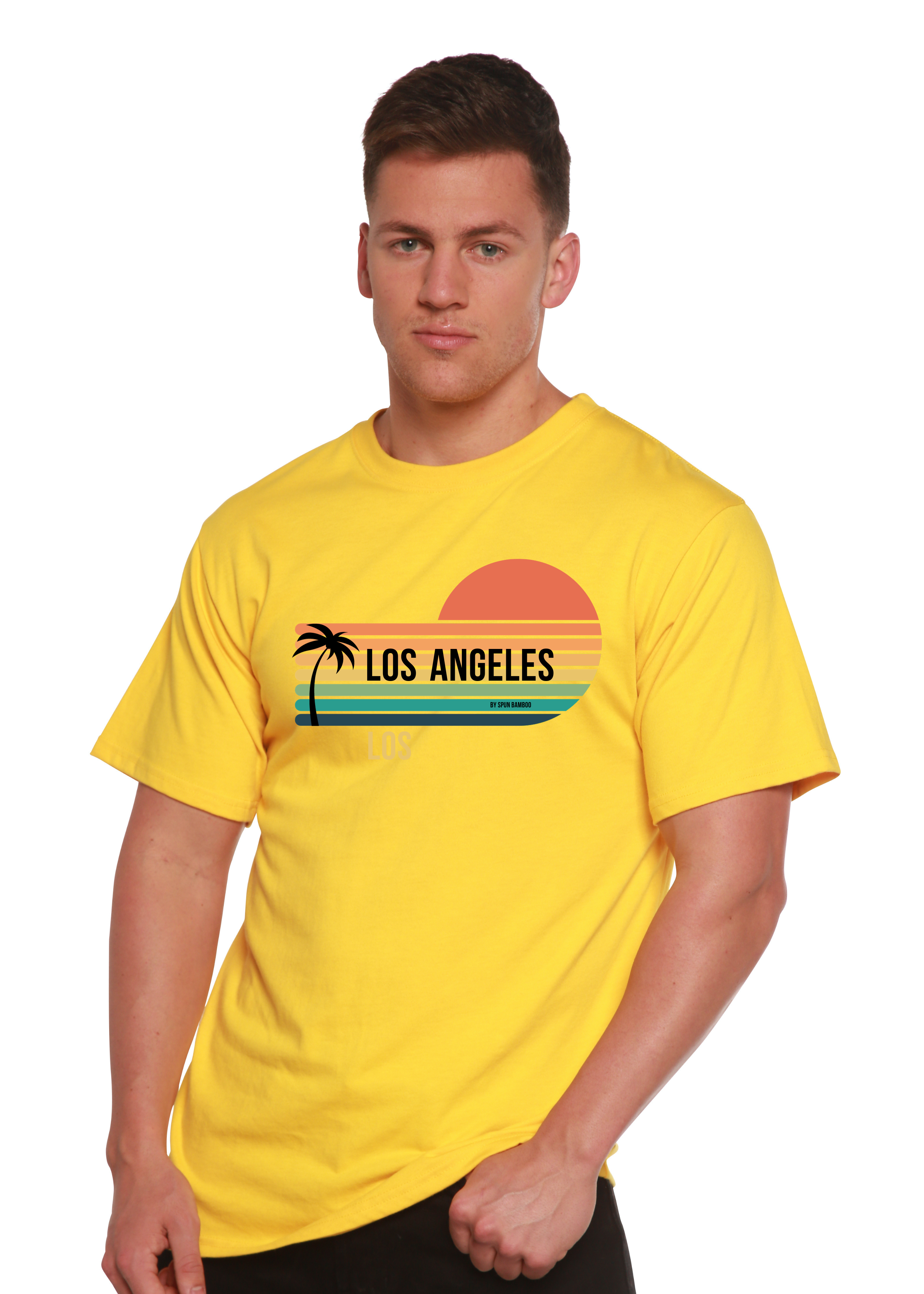 Camiseta gráfica de manga corta unisex de bambú viscosa/algodón orgánico Los Angeles Spun Bamboo