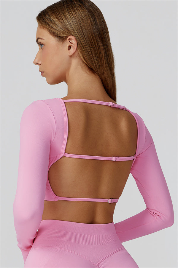 Conjunto de 2 piezas de leggings y top corto de manga larga Reign
