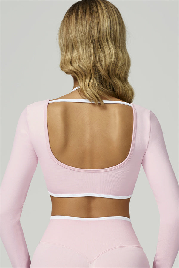El conjunto de 2 piezas de crop top de manga larga y leggings Prime Line