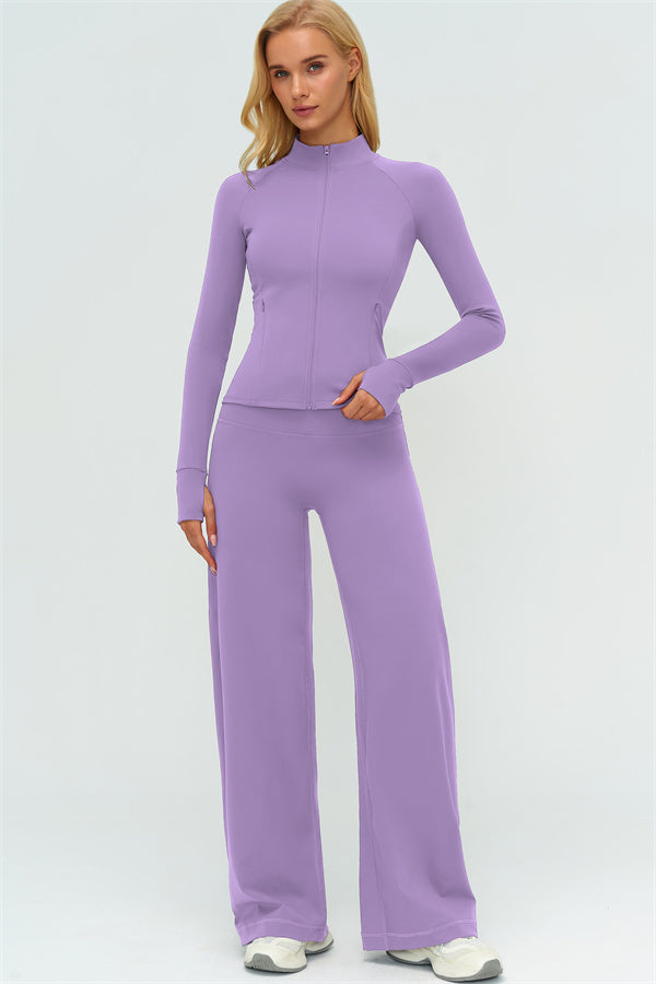 Conjunto de dos piezas de chaqueta Twirl con cremallera y pantalón de pierna recta