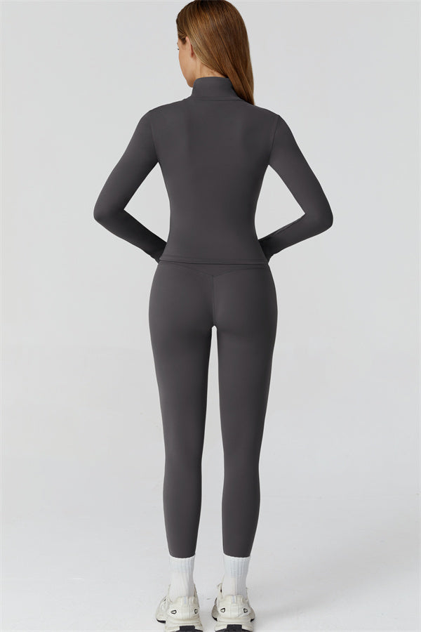 El conjunto de 3 piezas de leggings y sujetador deportivo con cremallera Venus