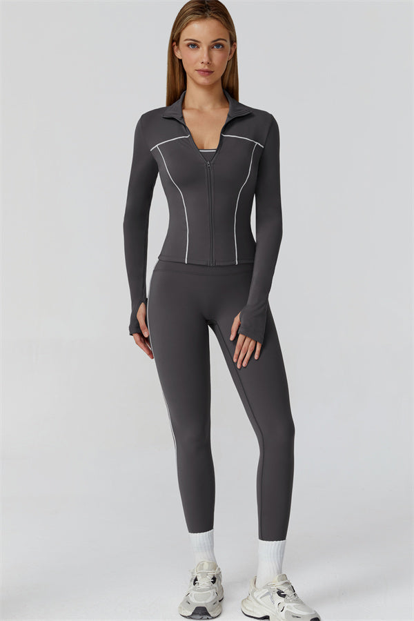 El conjunto de 3 piezas de leggings y sujetador deportivo con cremallera Venus