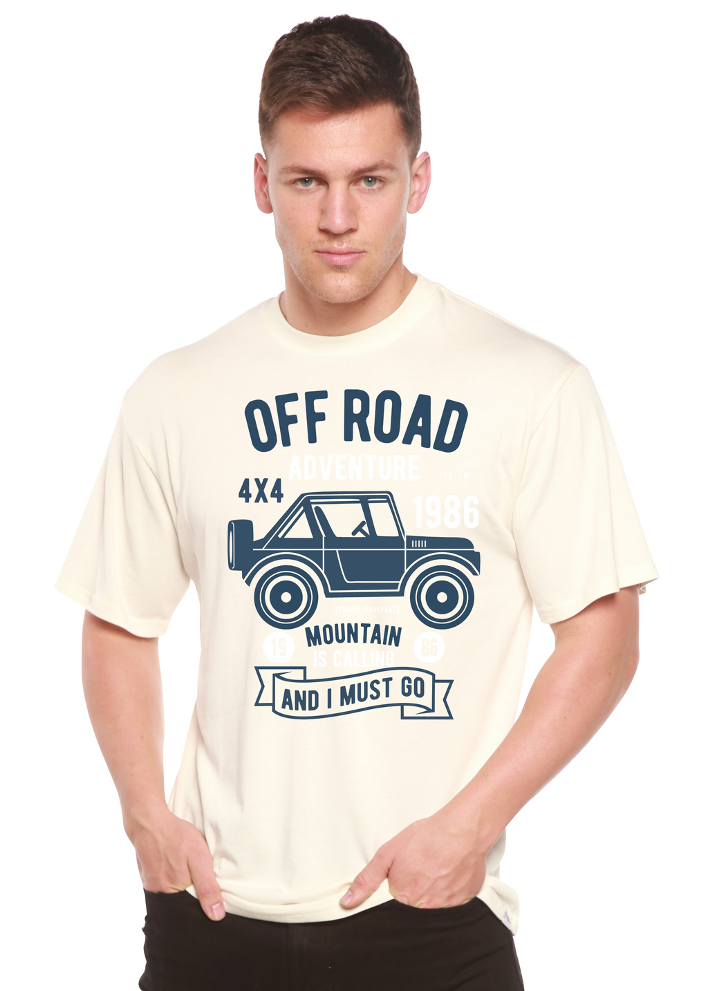 Camiseta gráfica de manga corta de bambú/algodón orgánico Spun Bamboo® para hombre - Aventura todoterreno