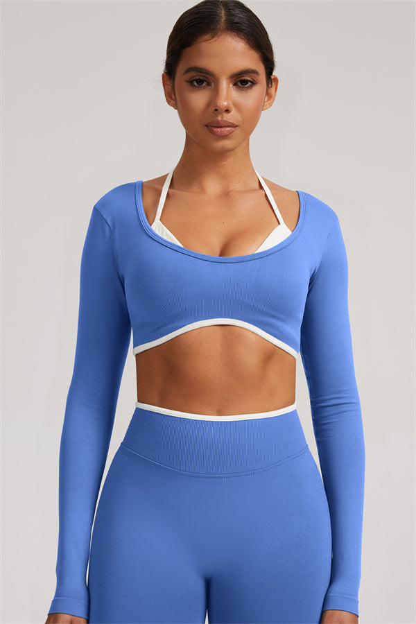Conjunto de 2 piezas Elevate New: Top corto de manga larga y leggings