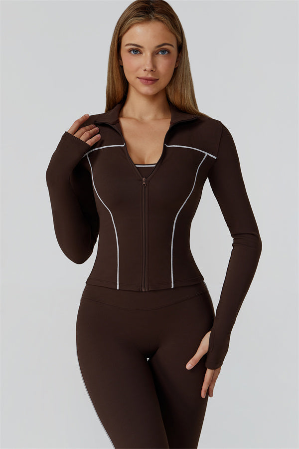 El conjunto de 3 piezas de leggings y sujetador deportivo con cremallera Venus