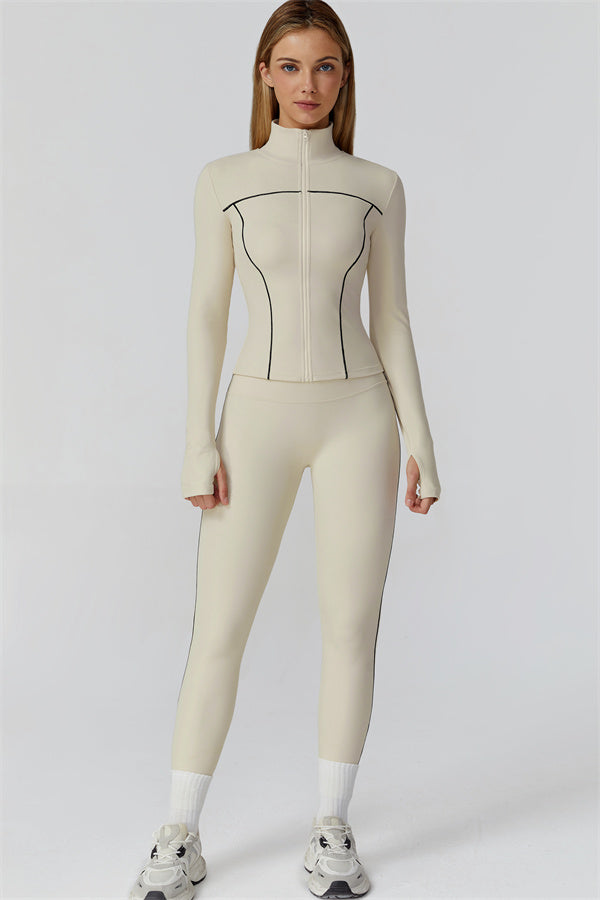 El conjunto de 3 piezas de leggings y sujetador deportivo con cremallera Venus