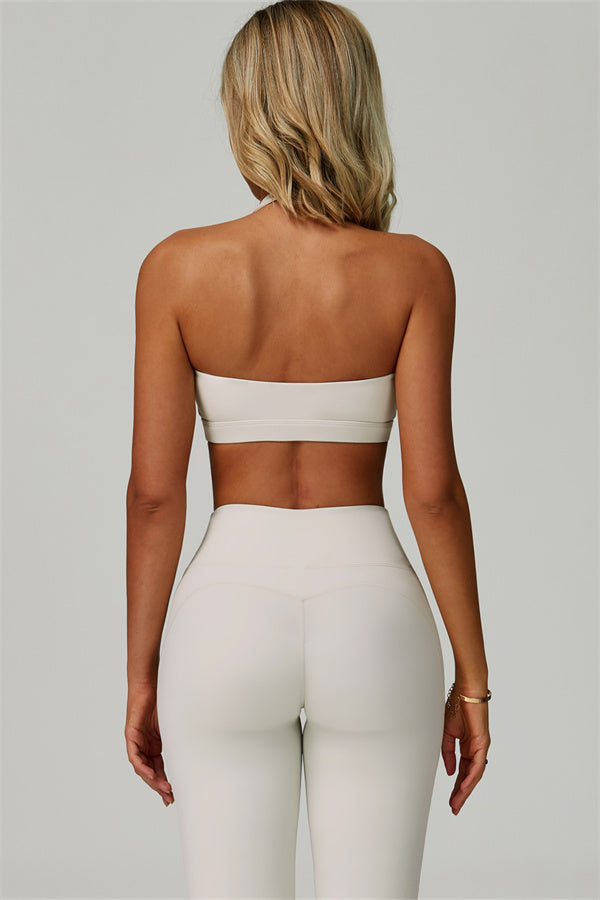 Conjunto de 2 piezas de leggings y sujetador deportivo de cuello halter atrevido