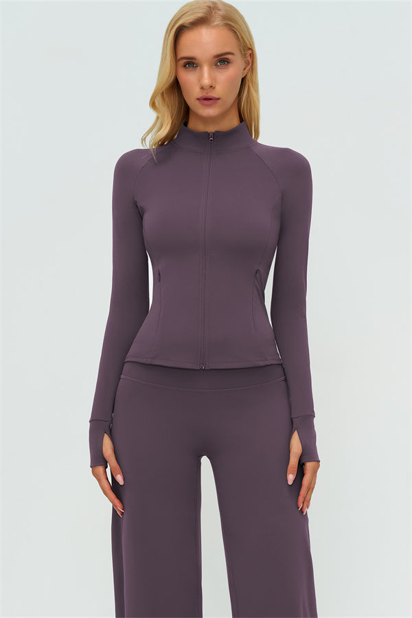 Conjunto de dos piezas de chaqueta Twirl con cremallera y pantalón de pierna recta