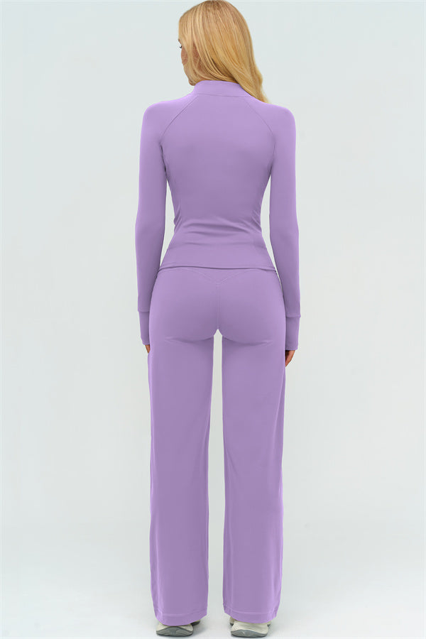 El conjunto de 3 piezas de chaqueta Twirl con cremallera, top halter y pantalones rectos nuevos