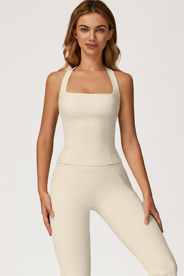 Conjunto de 2 piezas de top corto Glacier y leggings con pernera acampanada