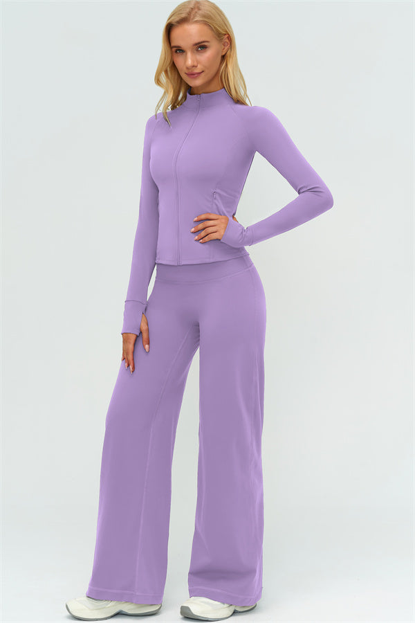 Conjunto de dos piezas de chaqueta Twirl con cremallera y pantalón de pierna recta