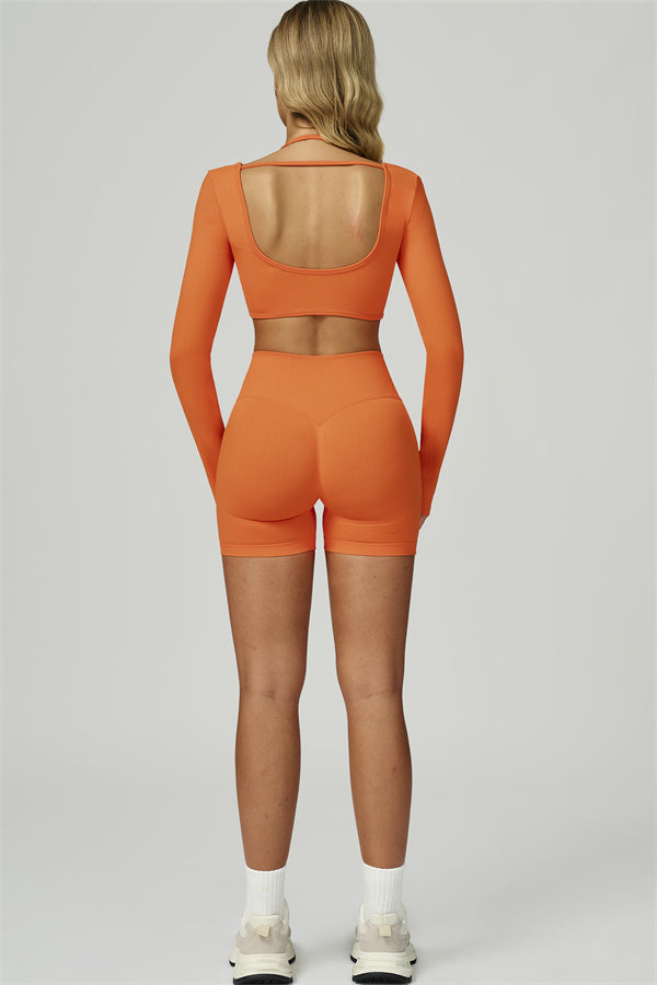 Conjunto de 2 piezas de top corto de manga larga y pantalones cortos Prime
