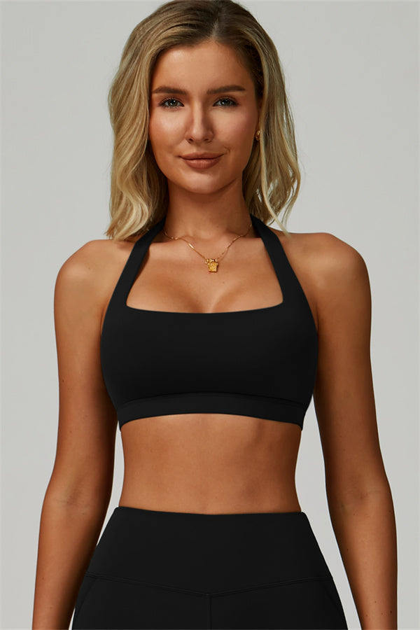 Conjunto de 2 piezas de leggings y sujetador deportivo de cuello halter atrevido