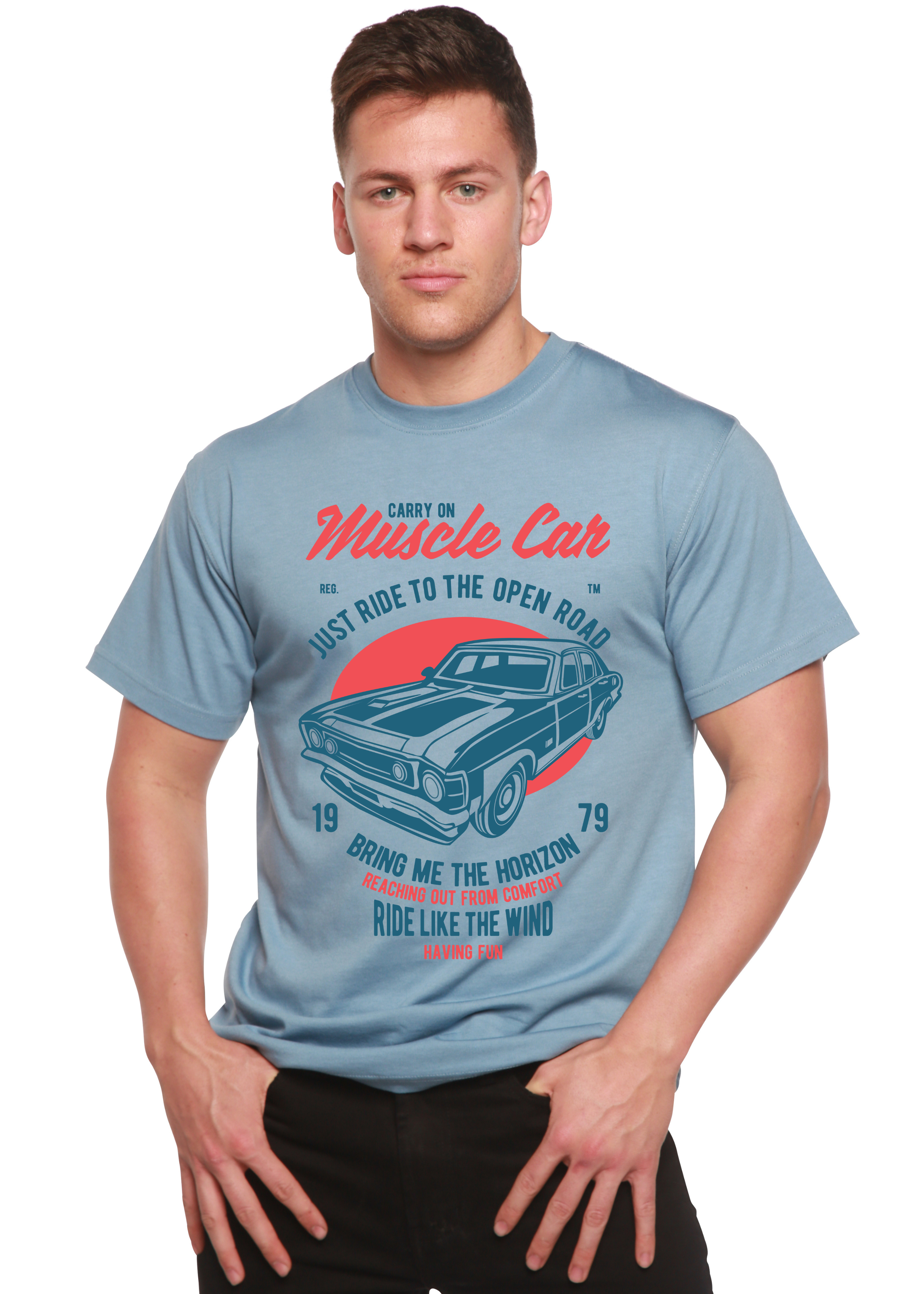Camiseta gráfica de manga corta de viscosa de bambú/algodón orgánico Muscle Car Spun Bamboo® para hombre