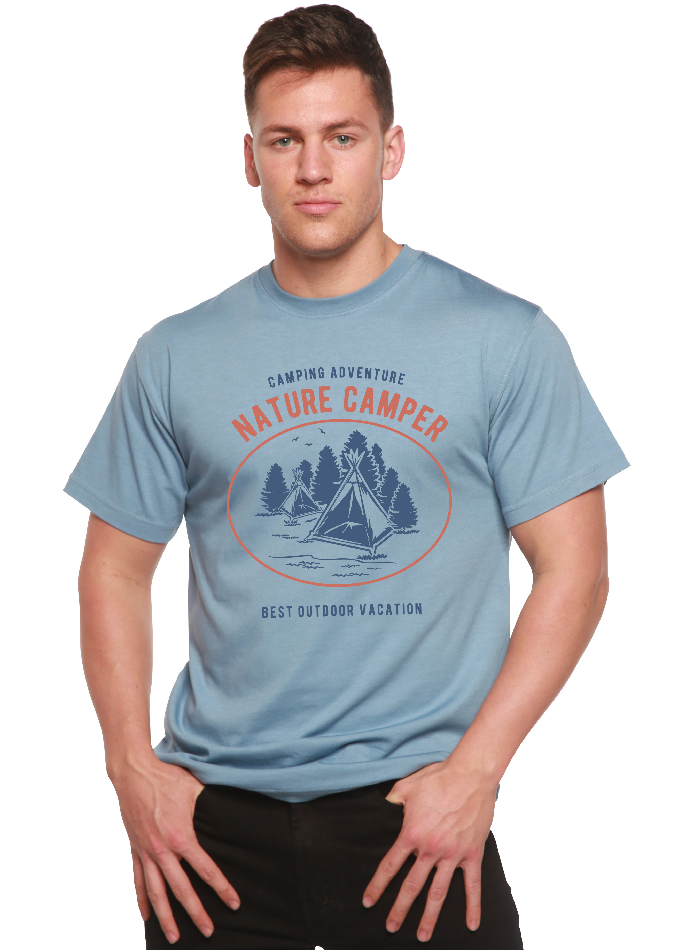 Camiseta gráfica Nature Camper Spun Bamboo® de manga corta de viscosa de bambú y algodón orgánico para hombre
