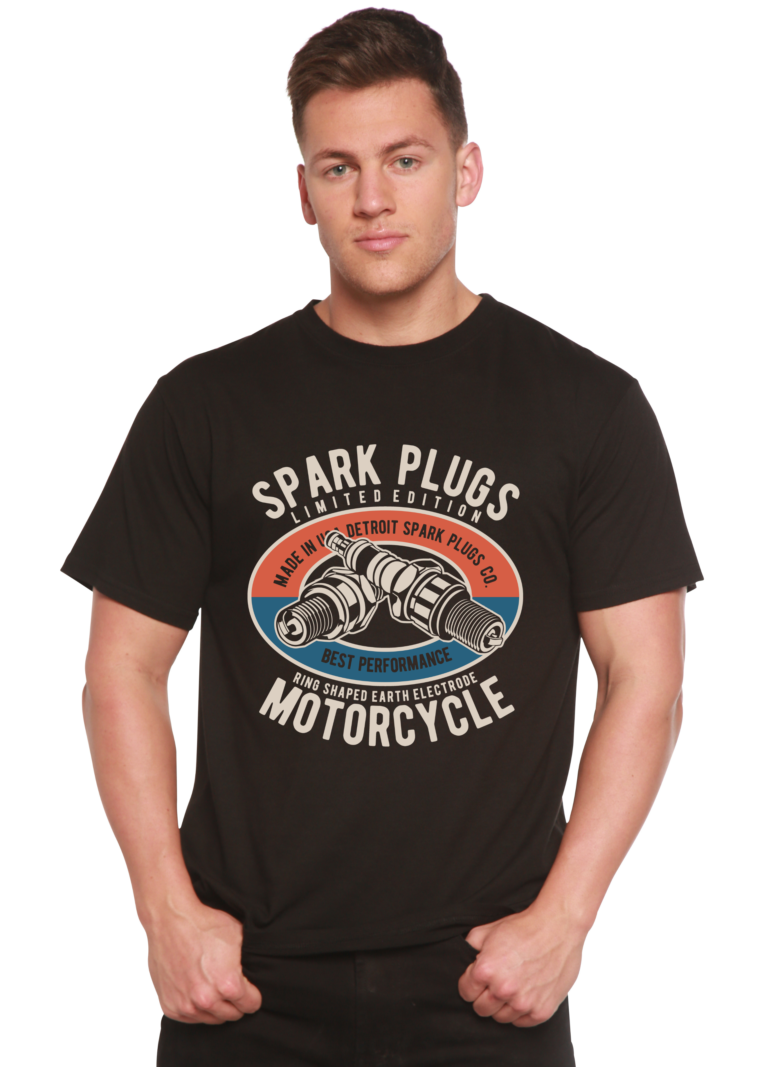 Bujías Spun Bamboo® Camiseta Gráfica de Manga Corta para Hombre de Viscosa de Bambú/Algodón Orgánico