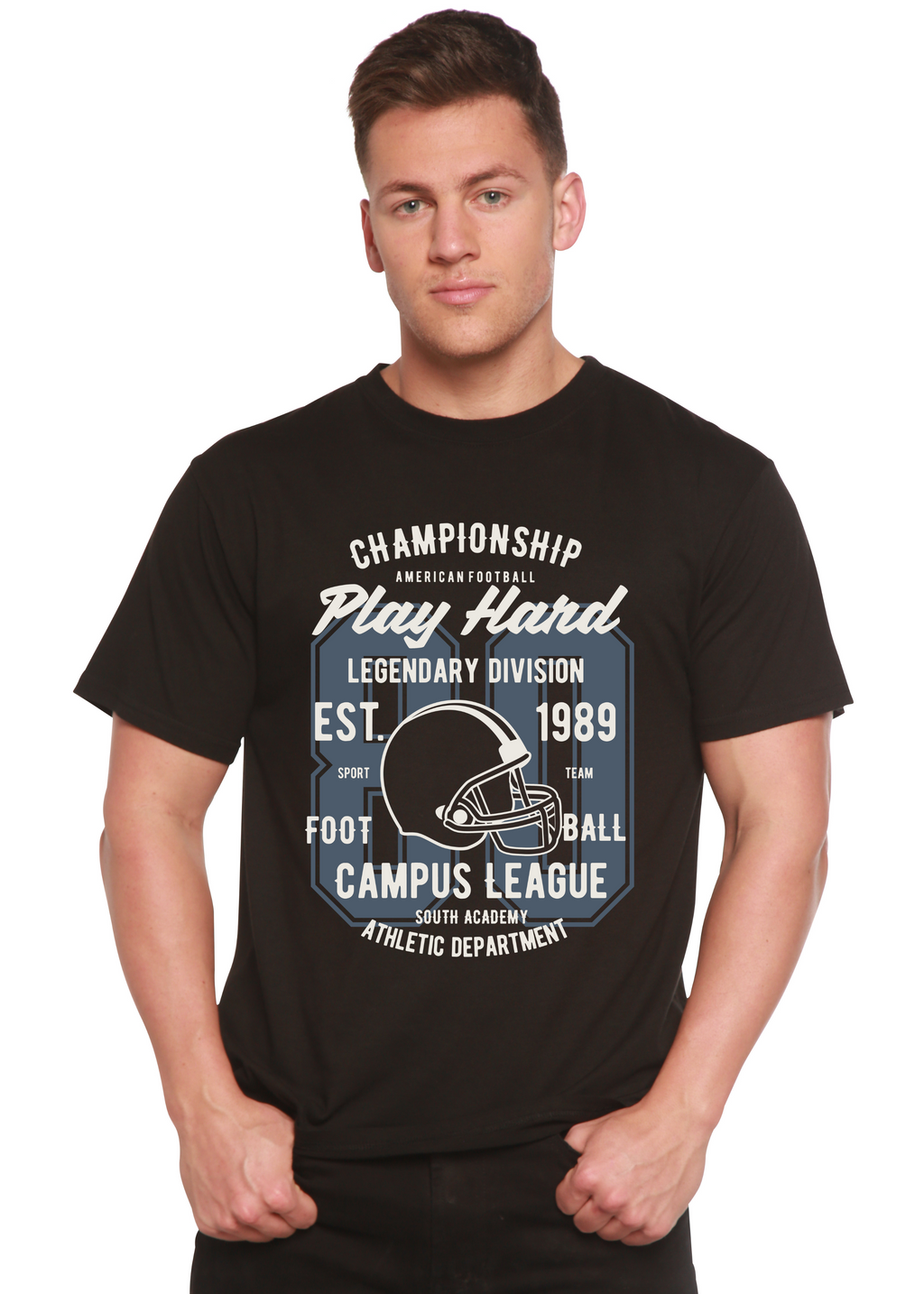 Play Hard Spun Bamboo® Camiseta Gráfica de Manga Corta para Hombre de Viscosa de Bambú/Algodón Orgánico