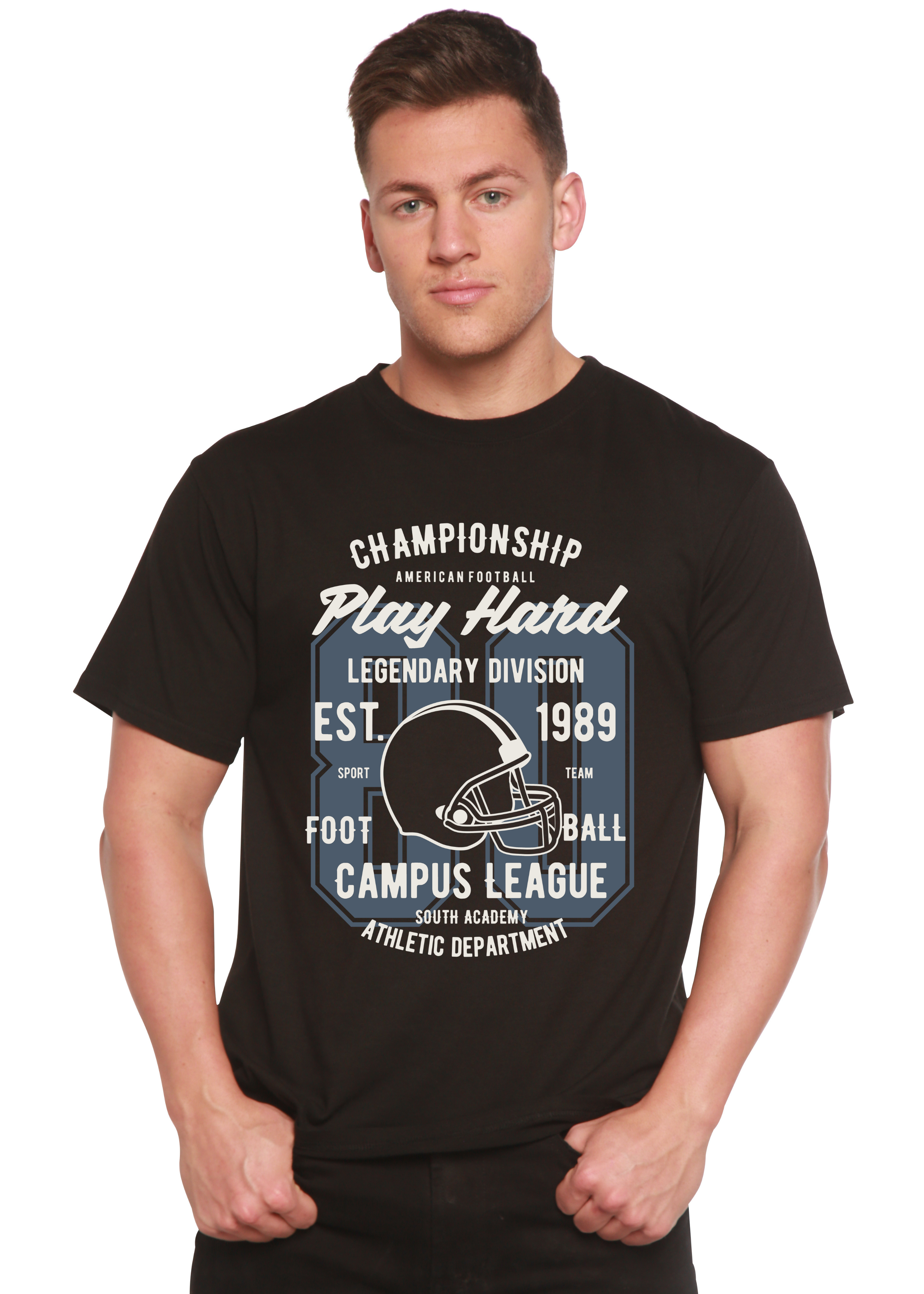 Play Hard Spun Bamboo® Camiseta Gráfica de Manga Corta para Hombre de Viscosa de Bambú/Algodón Orgánico