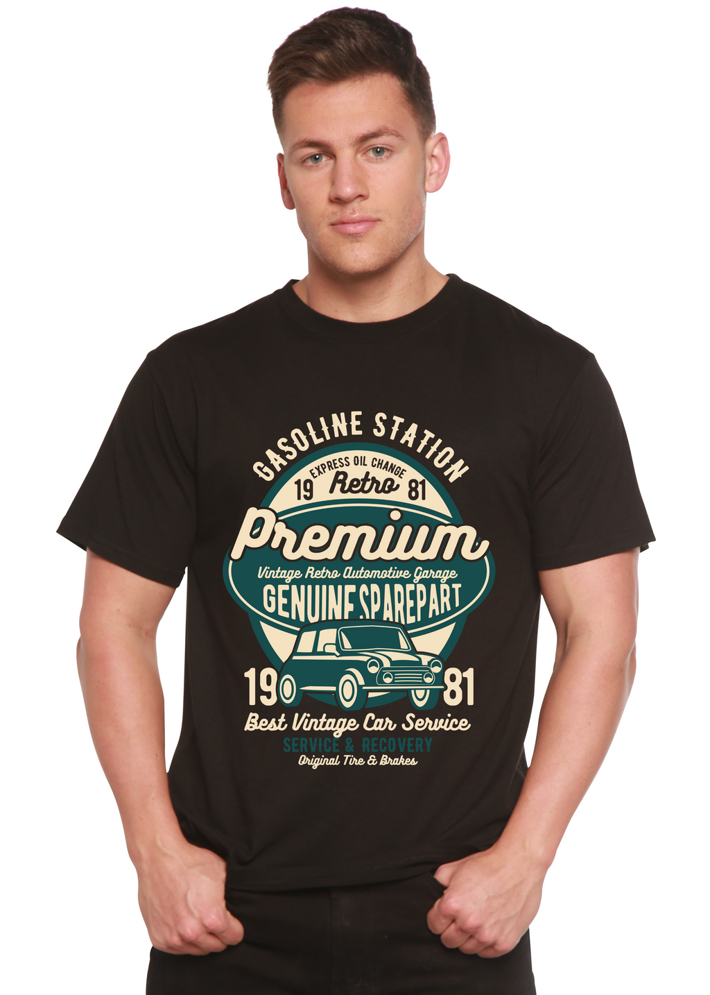 Camiseta gráfica de manga corta de viscosa de bambú/algodón orgánico para hombre Premium Garage Spun Bamboo®