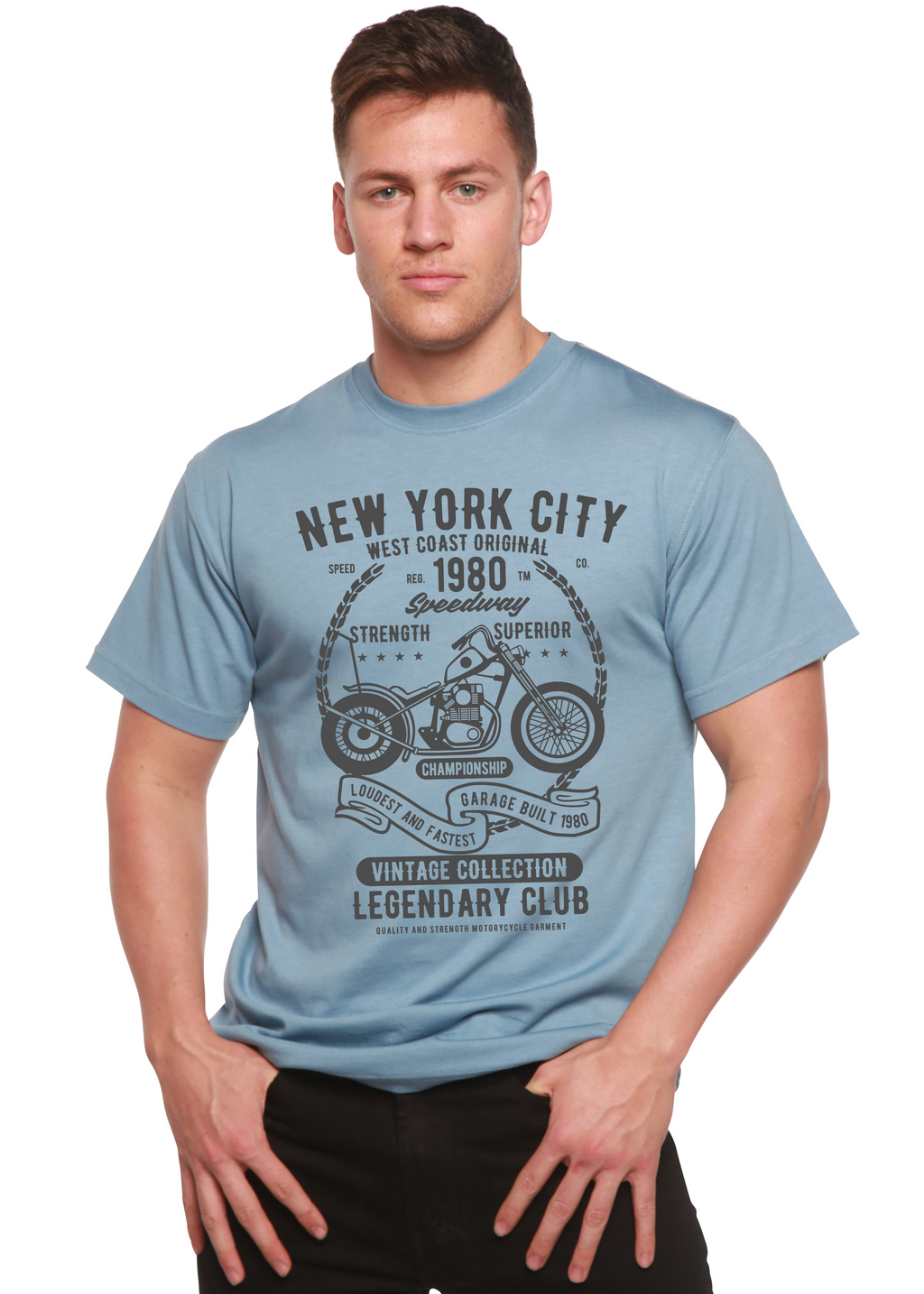Camiseta gráfica de manga corta de viscosa de bambú/algodón orgánico para hombre Spun Bamboo® de Nueva York