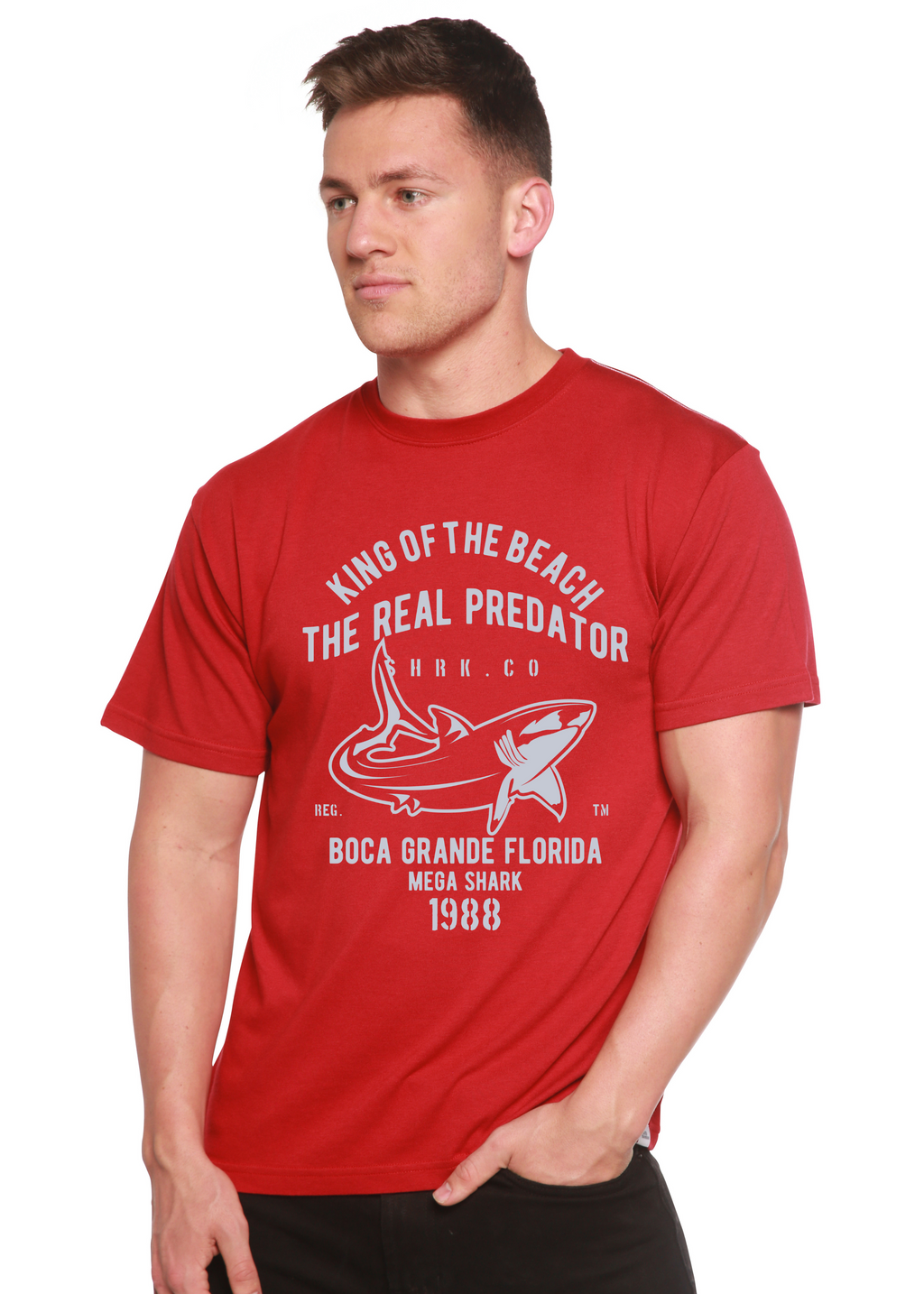 Camiseta gráfica de manga corta de viscosa de bambú/algodón orgánico Shark Real Spun Bamboo® para hombre