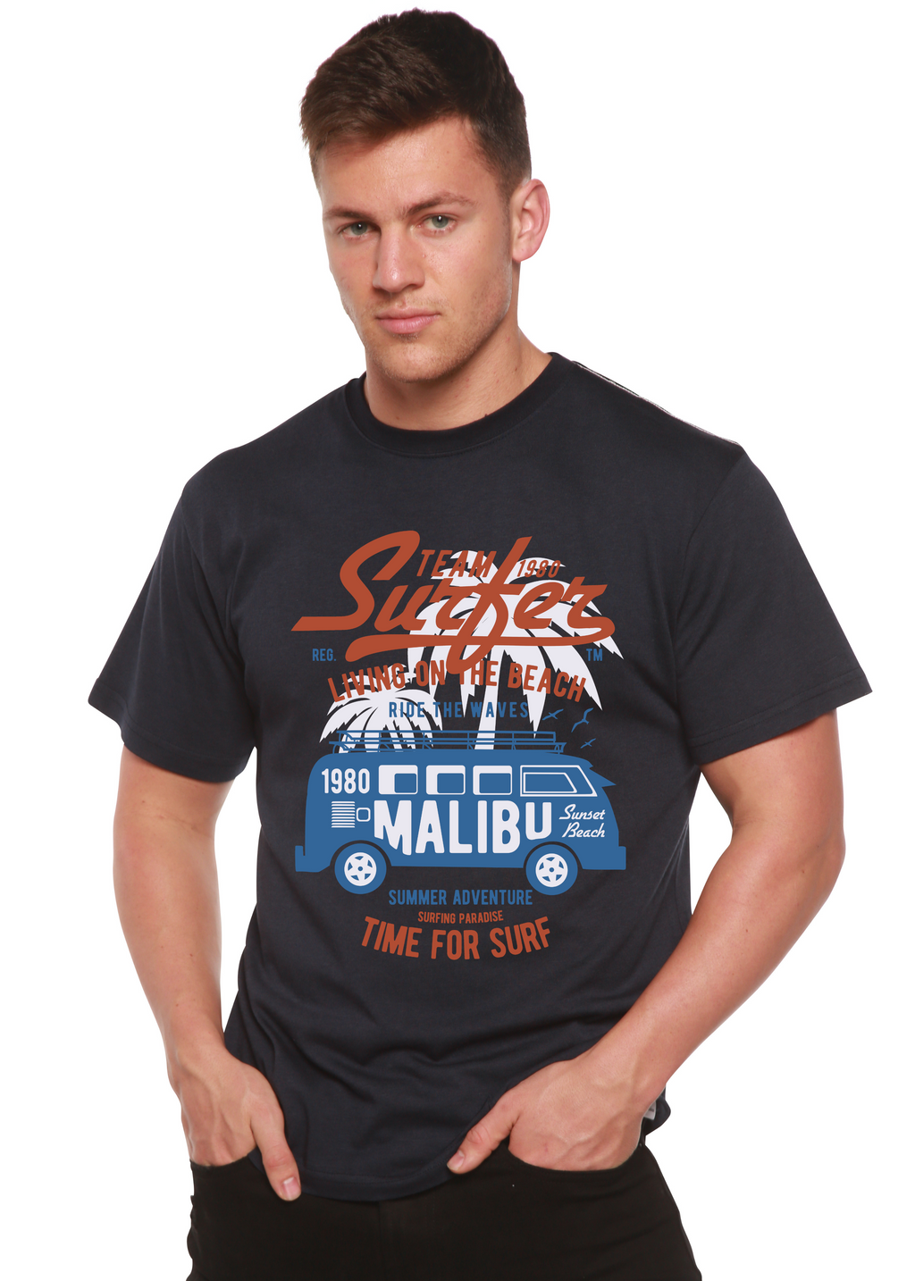 Camiseta gráfica de manga corta de bambú/algodón orgánico para hombre Team Surfer Spun Bamboo®