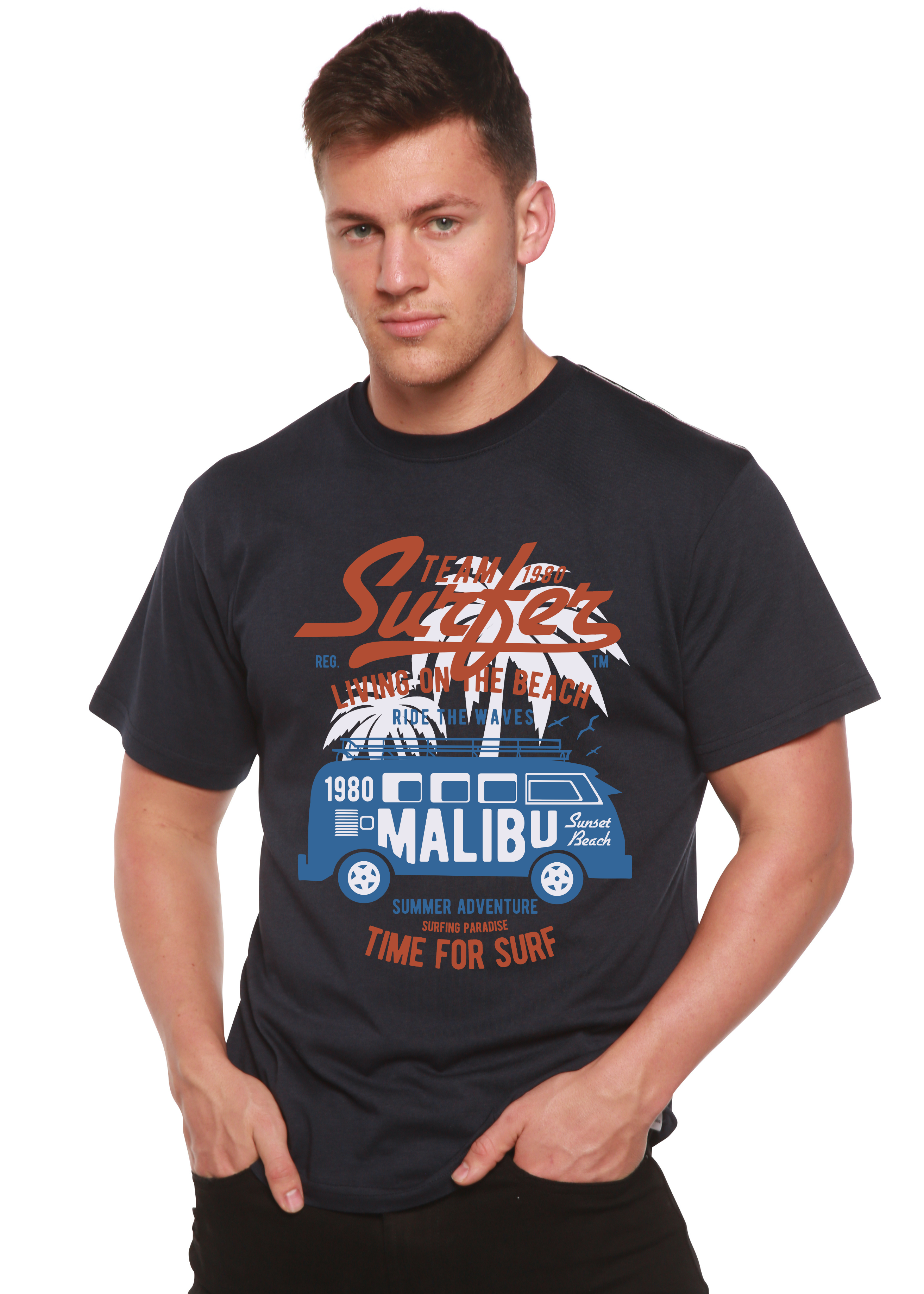 Camiseta gráfica de manga corta de bambú/algodón orgánico para hombre Team Surfer Spun Bamboo®