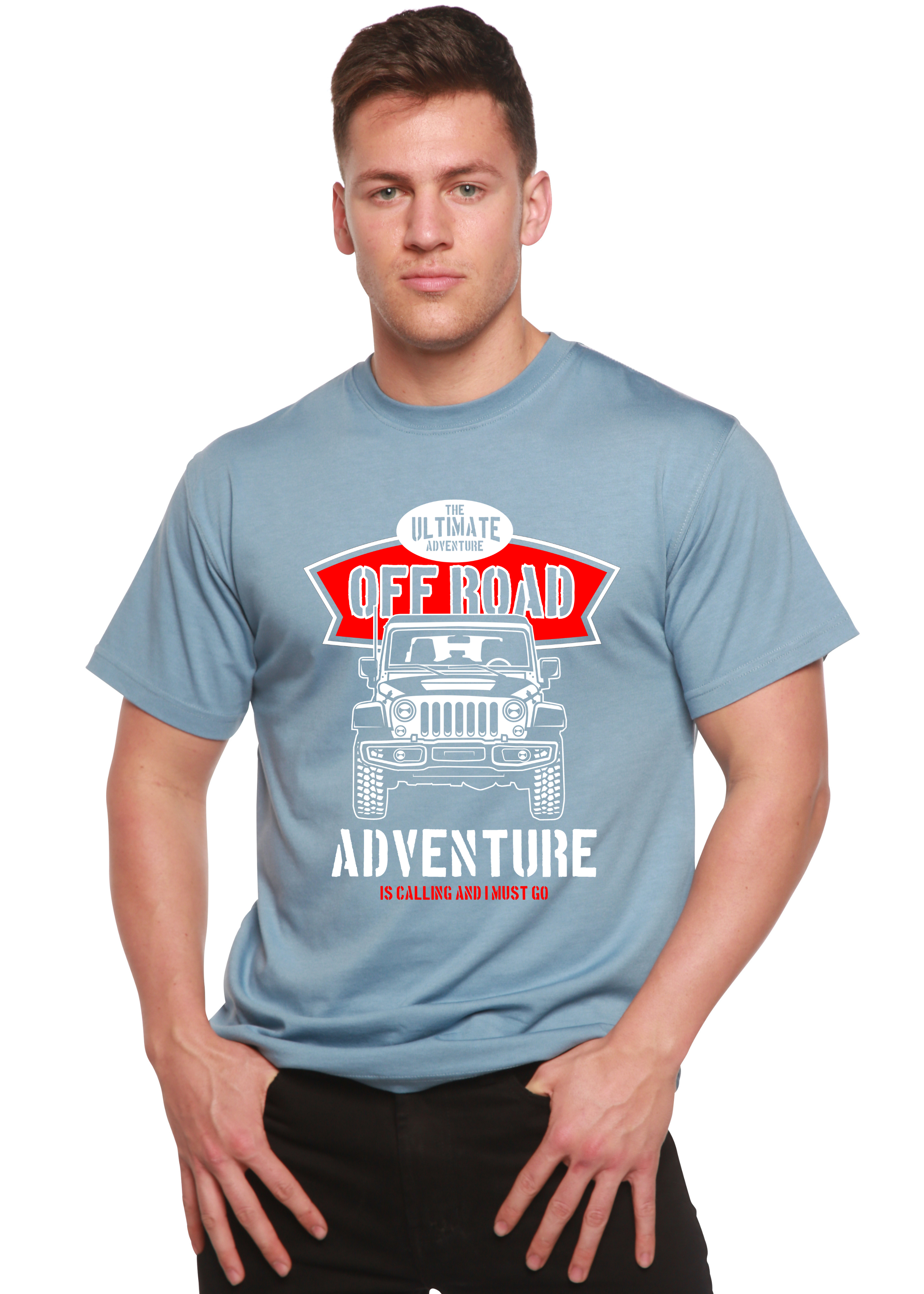 Camiseta gráfica de manga corta Off Road Spun Bamboo® de viscosa de bambú/algodón orgánico para hombre