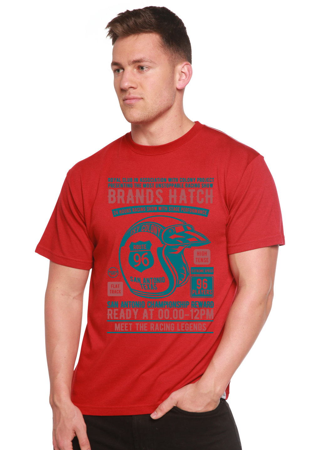 Camiseta gráfica de manga corta de bambú/algodón orgánico para hombre Brands Hatch