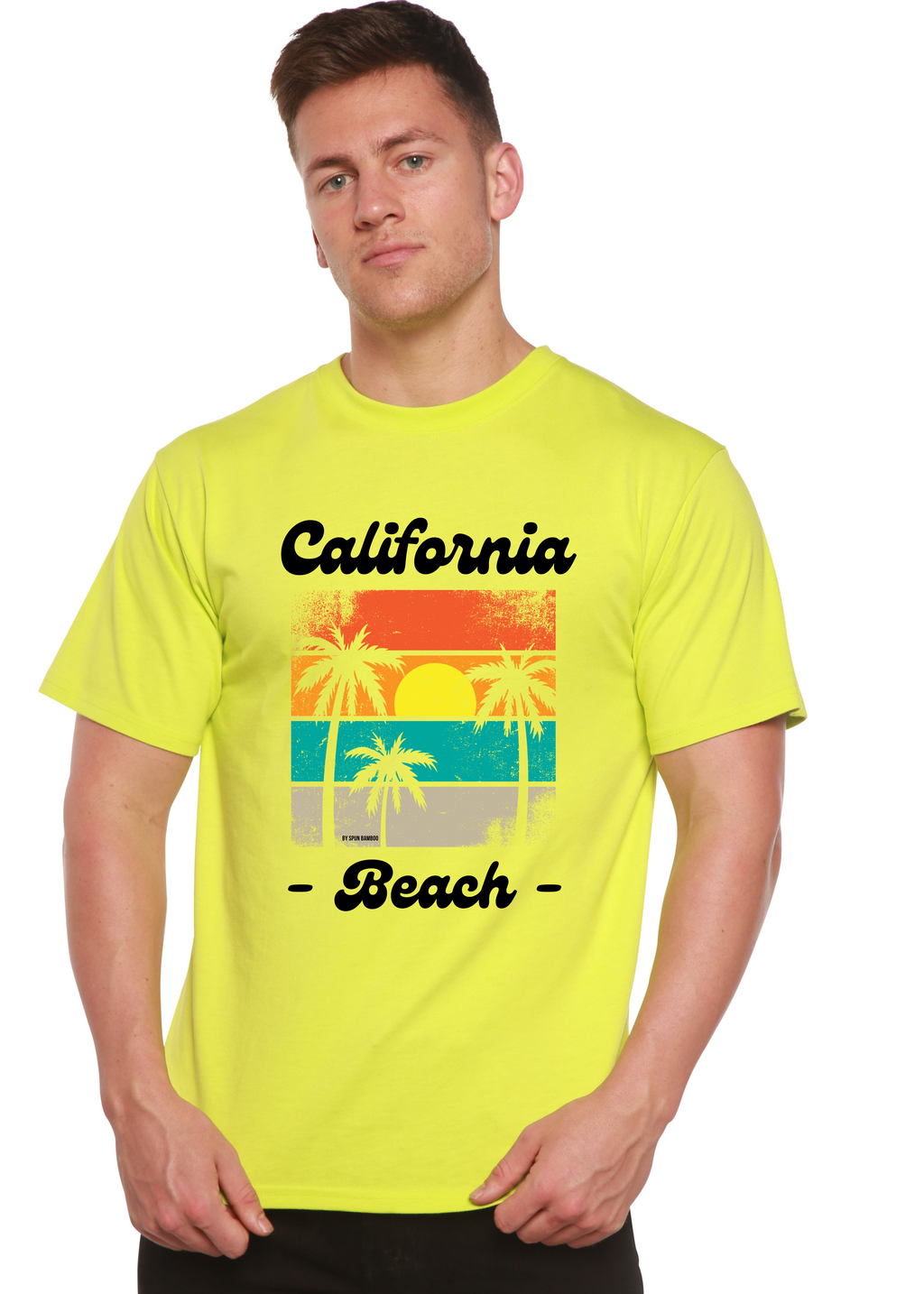 Camiseta gráfica de manga corta de viscosa de bambú y algodón orgánico California Beach unisex