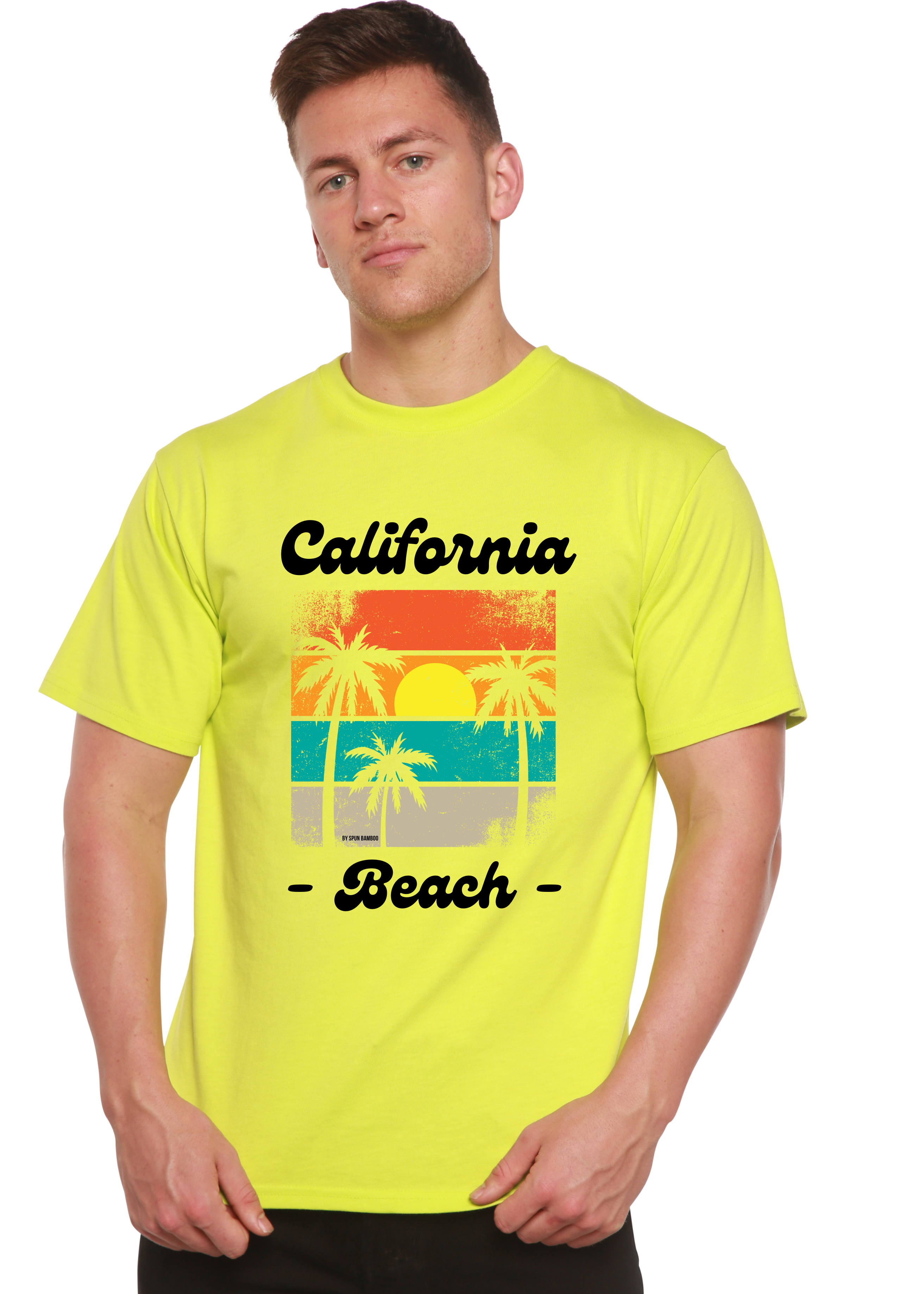 Camiseta gráfica de manga corta de viscosa de bambú y algodón orgánico California Beach unisex
