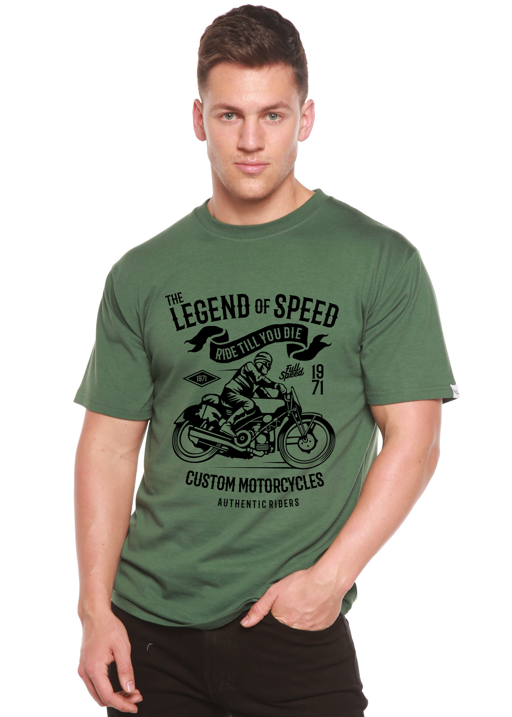 La leyenda de la camiseta gráfica de manga corta de viscosa de bambú/algodón orgánico para hombre Speed Spun Bamboo®