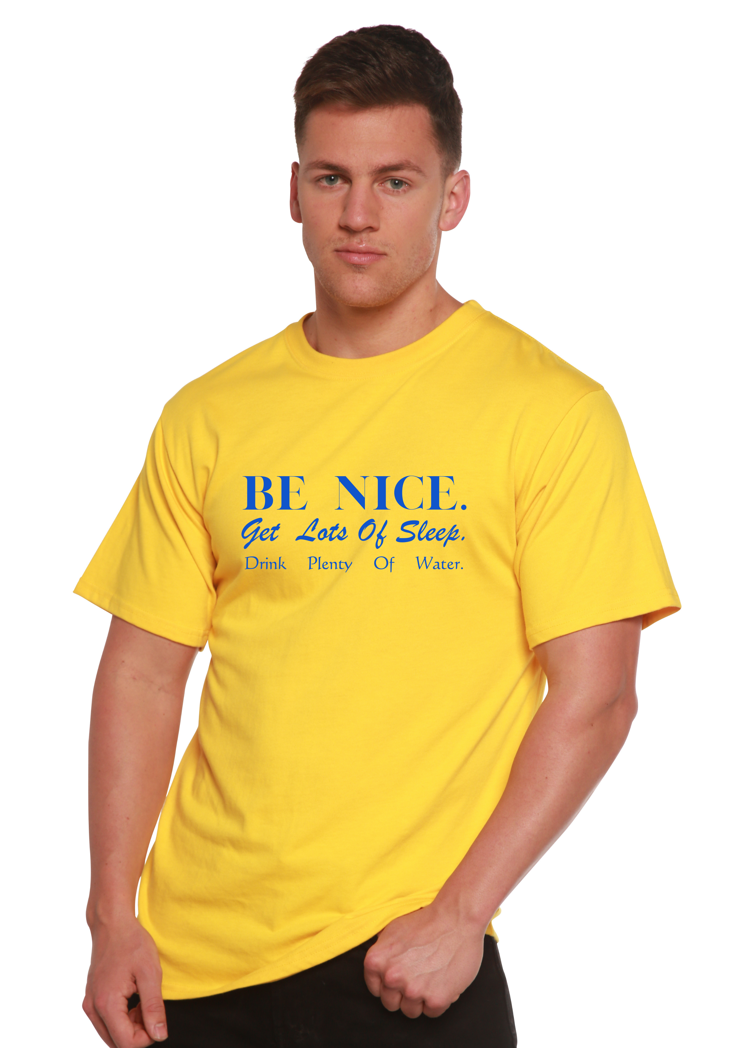 Camiseta gráfica de manga corta de viscosa de bambú/algodón orgánico Be Nice para hombre