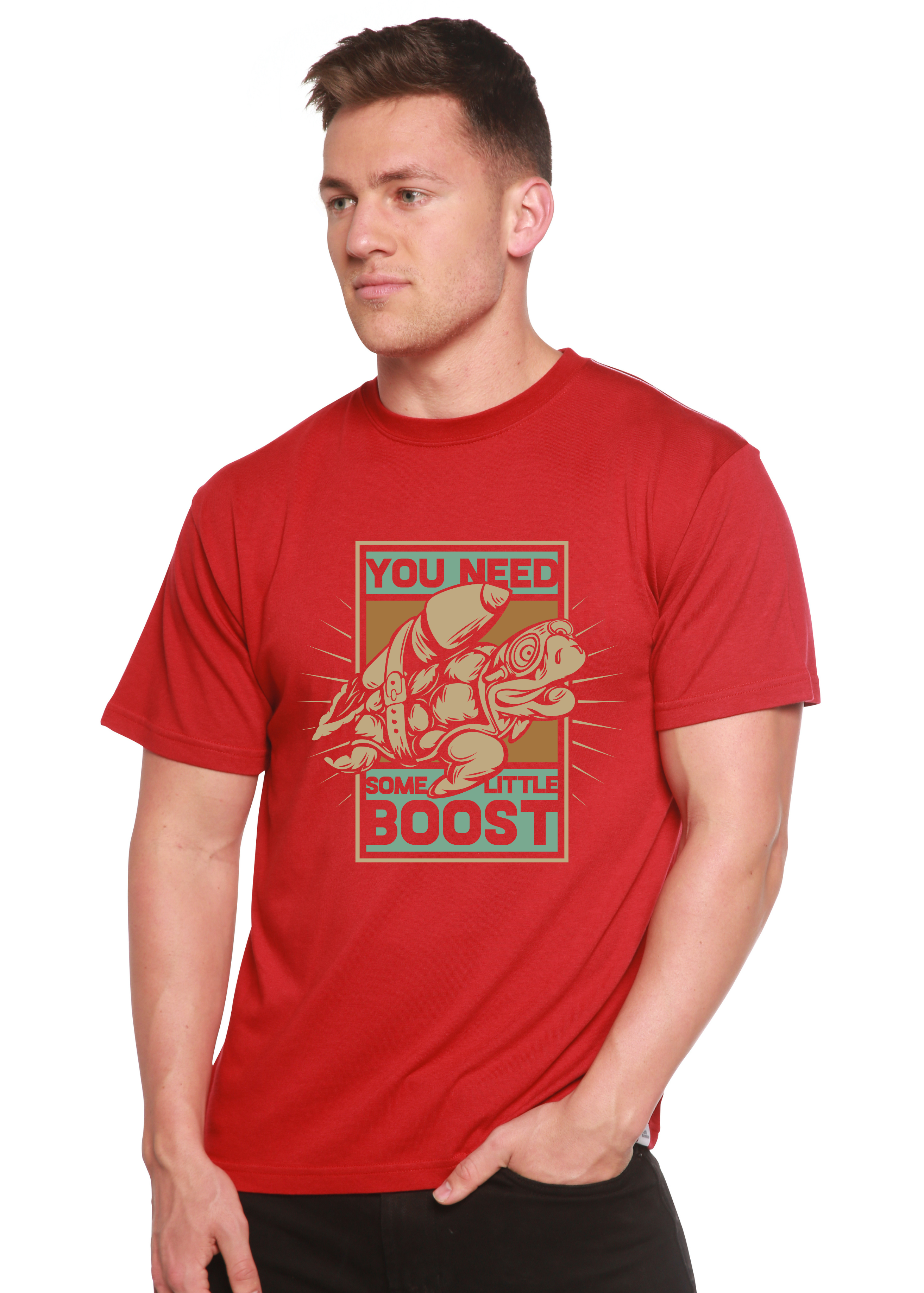You Need Boost Camiseta Gráfica de Manga Corta para Hombre de Viscosa de Bambú/Algodón Orgánico