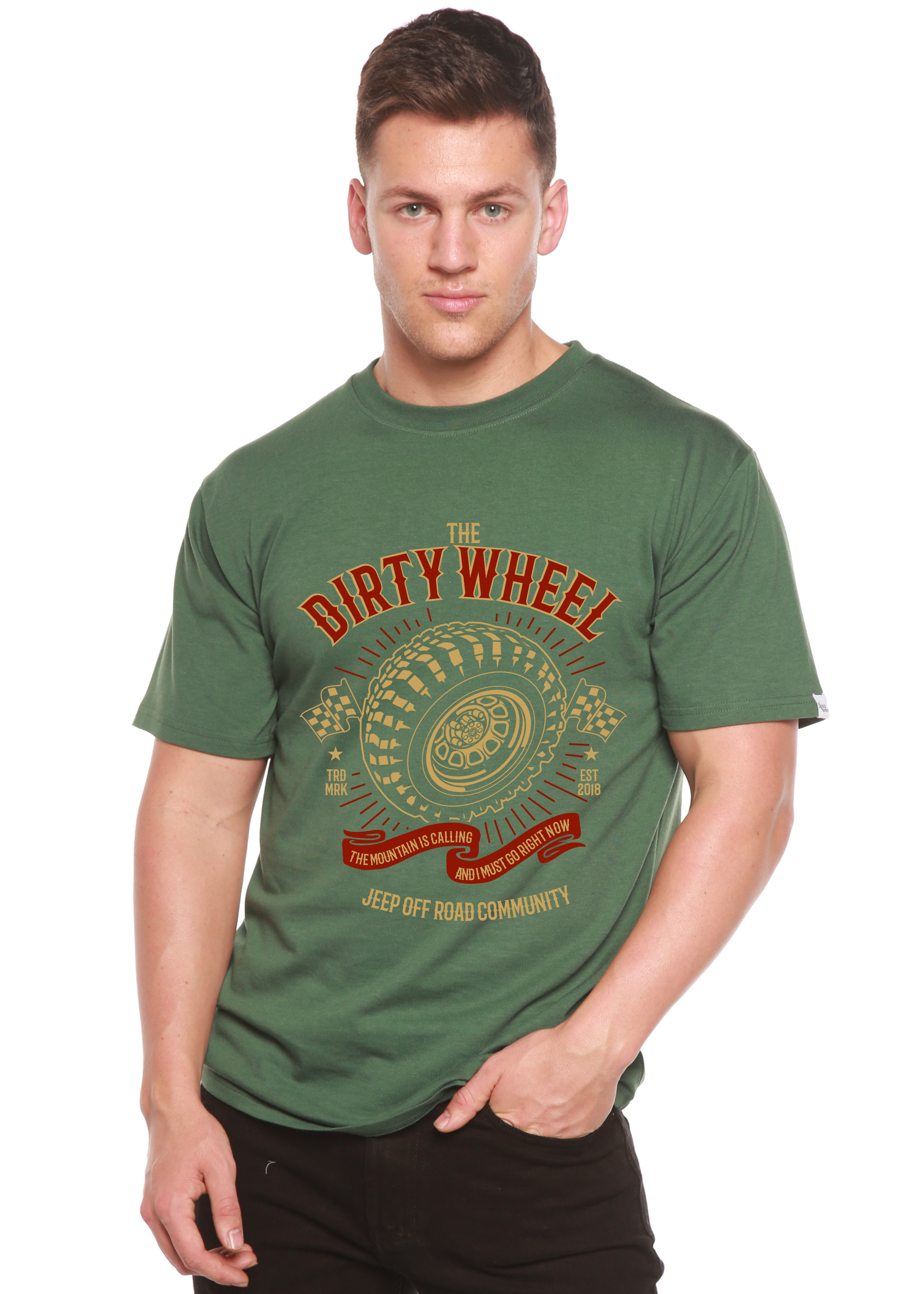 Camiseta Gráfica de Manga Corta de Viscosa de Bambú/Algodón Orgánico para Hombre Dirty Wheel Spun Bamboo®