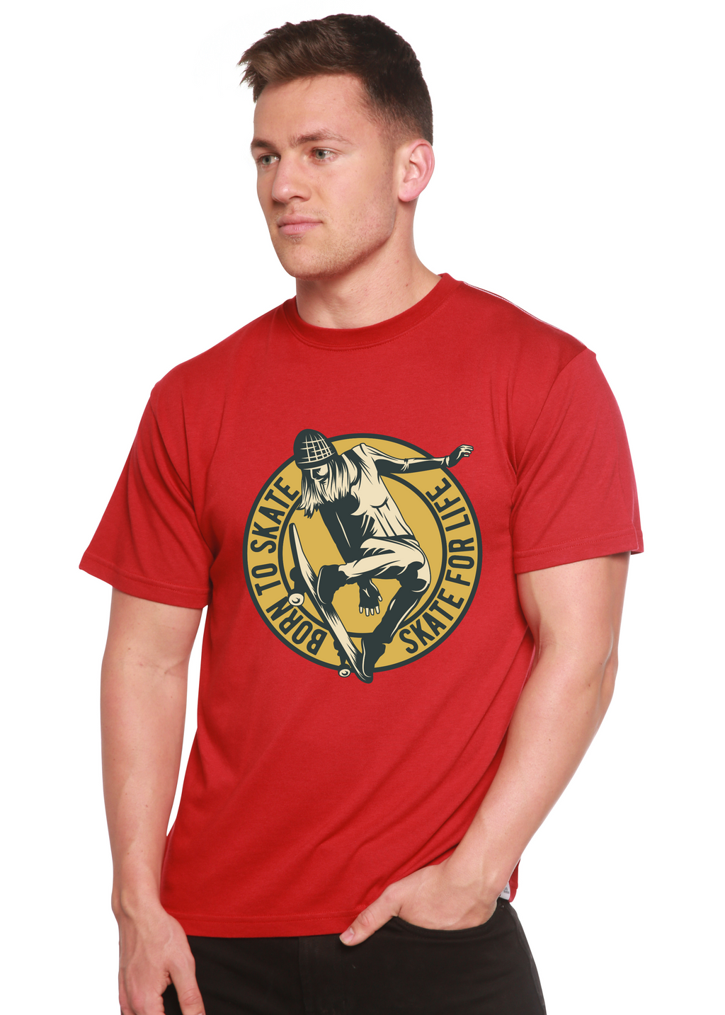 Camiseta gráfica de manga corta Skate For Life para hombre, de viscosa de bambú/algodón orgánico