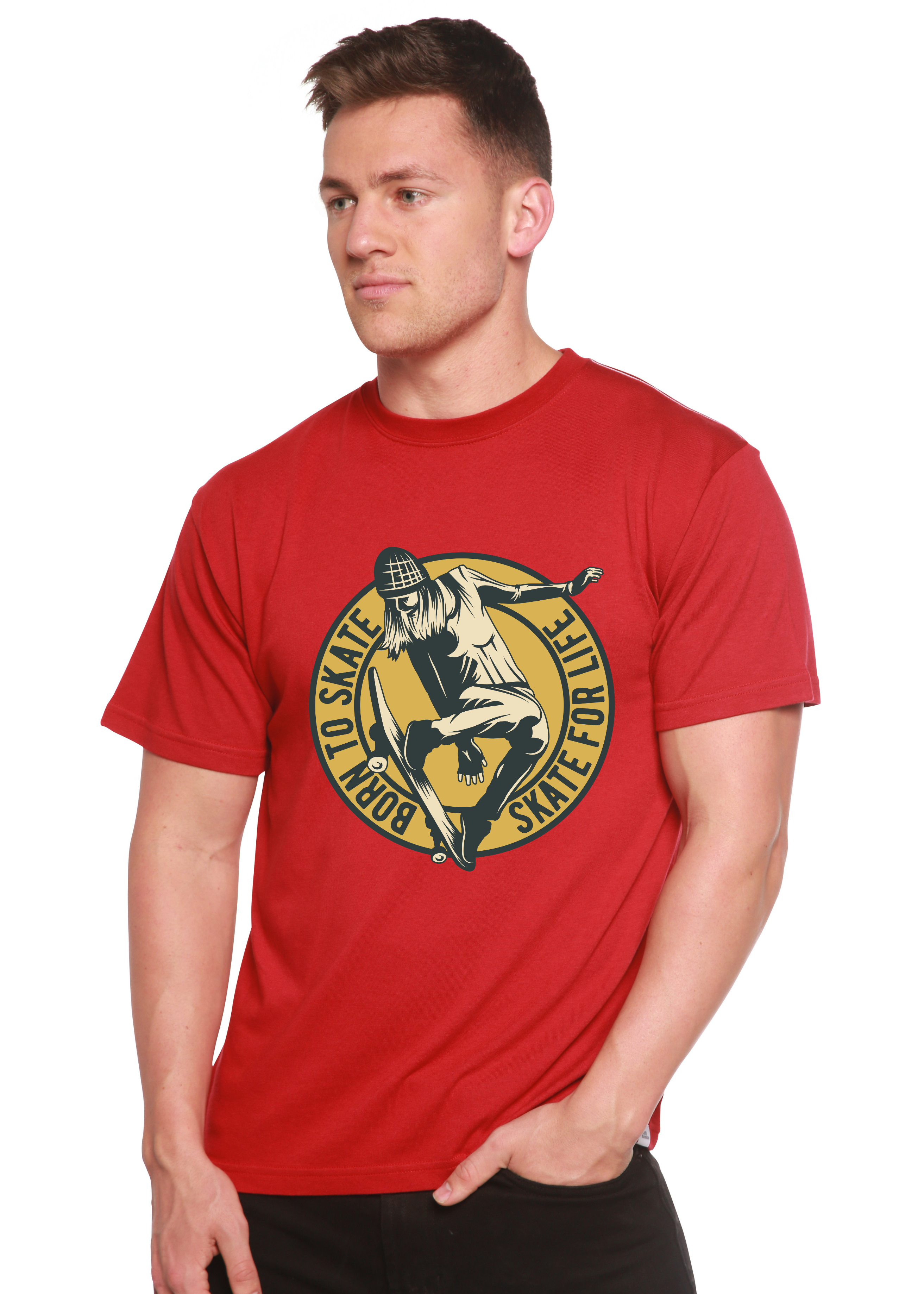 Camiseta gráfica de manga corta Skate For Life para hombre, de viscosa de bambú/algodón orgánico