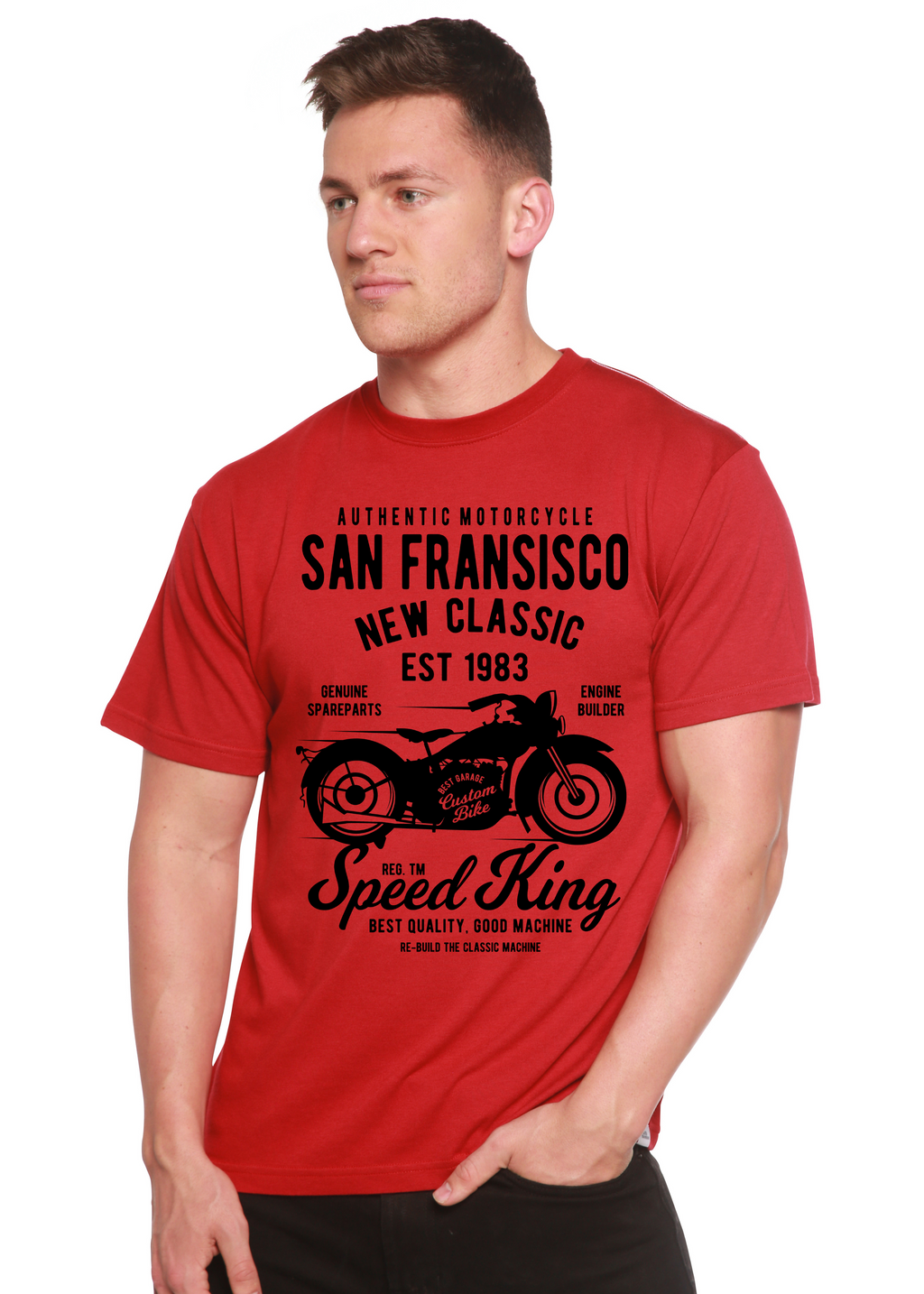 Camiseta gráfica de manga corta San Fransisco Spun Bamboo® de viscosa de bambú y algodón orgánico para hombre