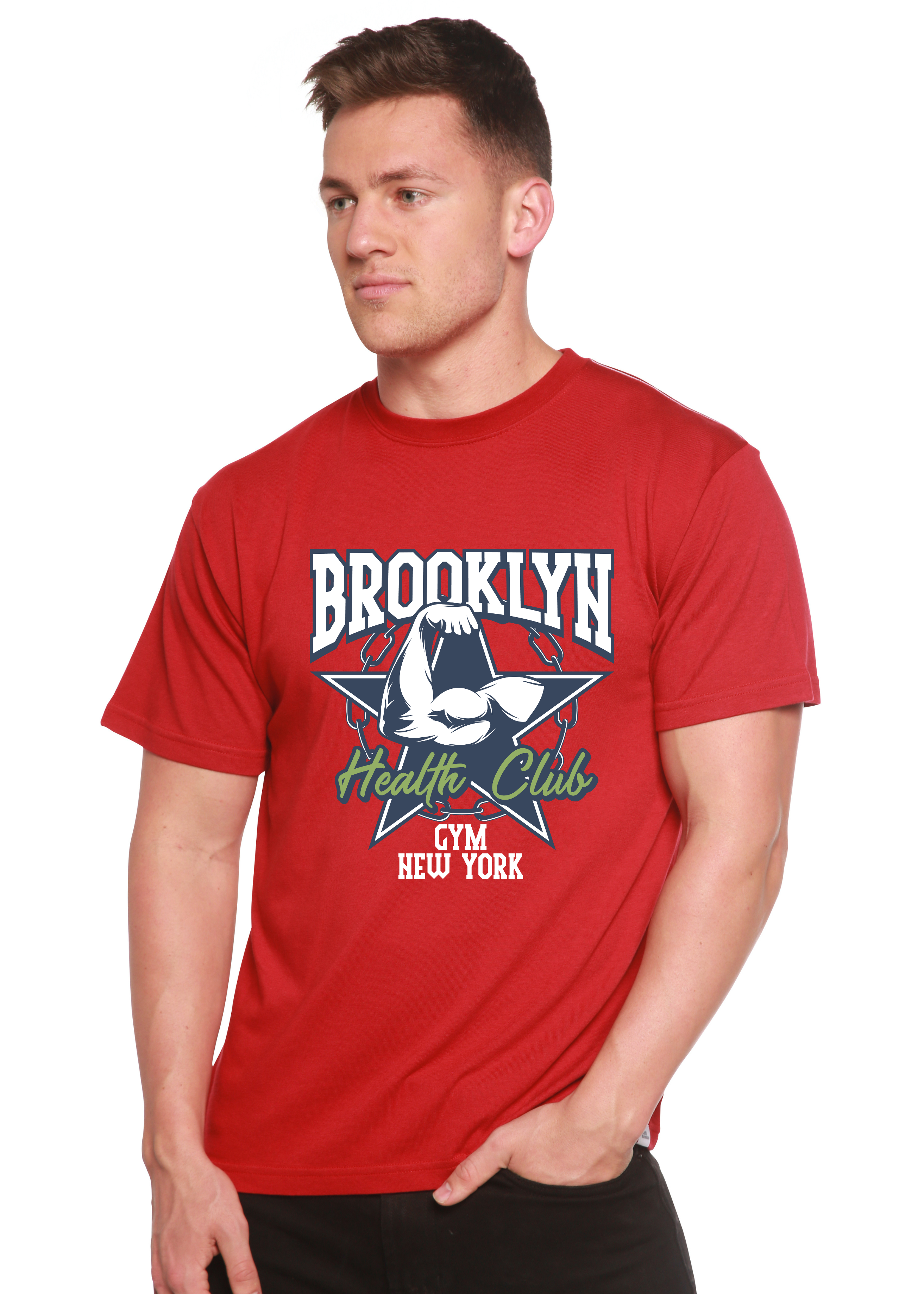 Camiseta gráfica de manga corta de bambú/algodón orgánico Brooklyn Health Club para hombre