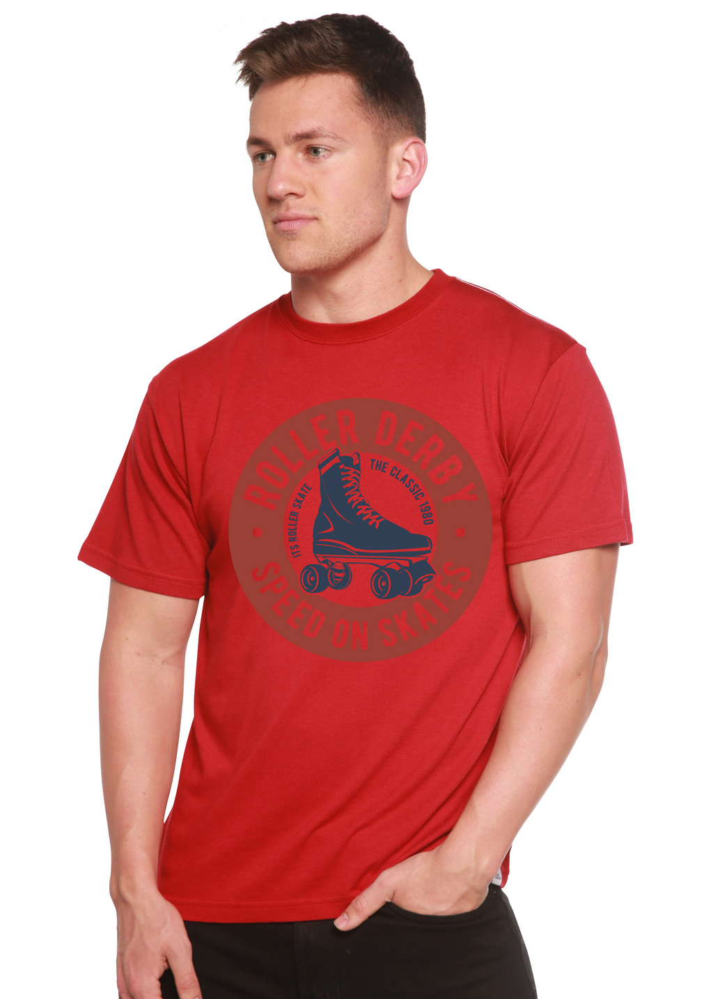Camiseta gráfica de manga corta para hombre Roller Derby Spun Bamboo® de viscosa de bambú y algodón orgánico