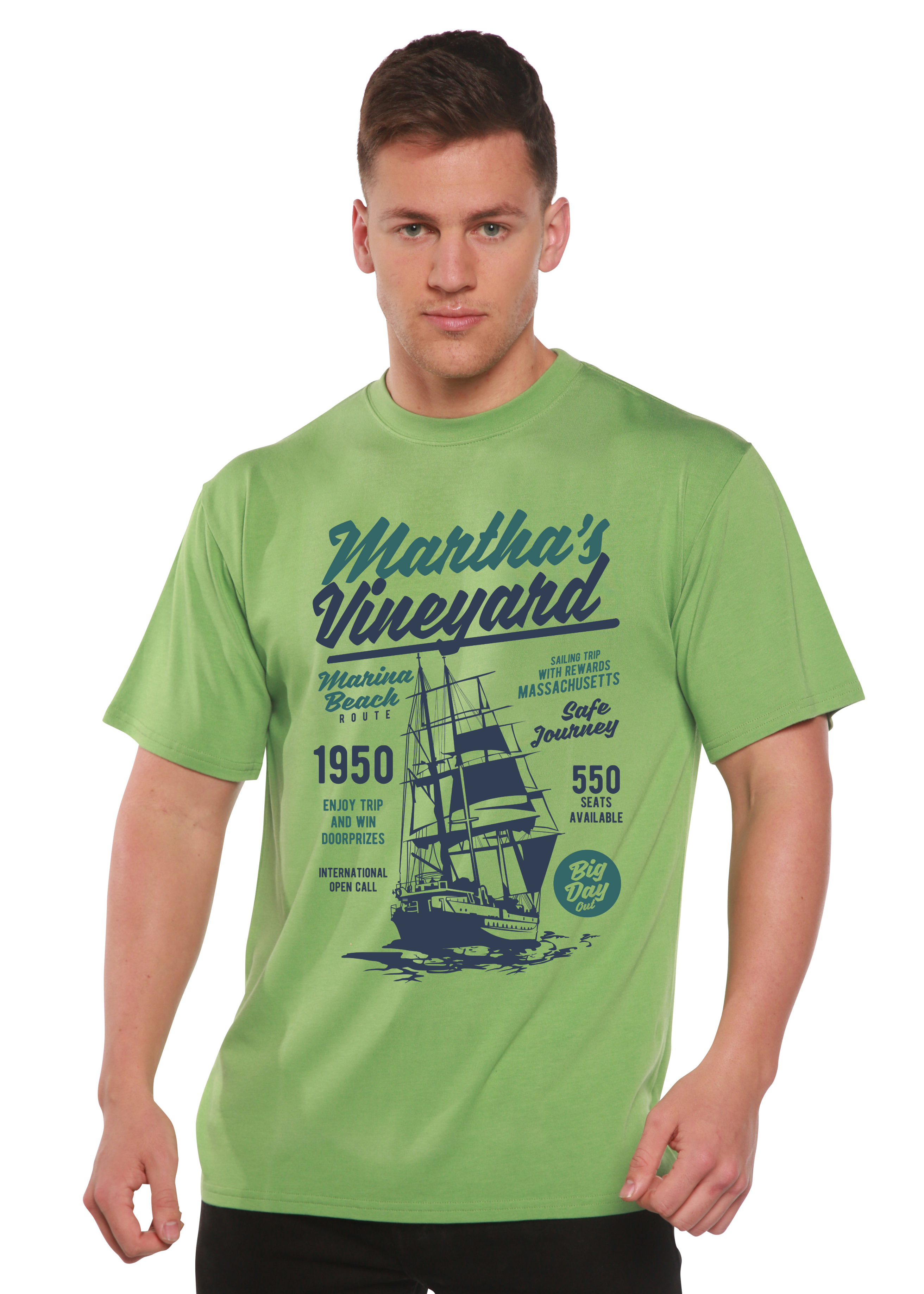 Camiseta gráfica de manga corta de bambú/viscosa y algodón orgánico para hombre de Martha's Vineyard